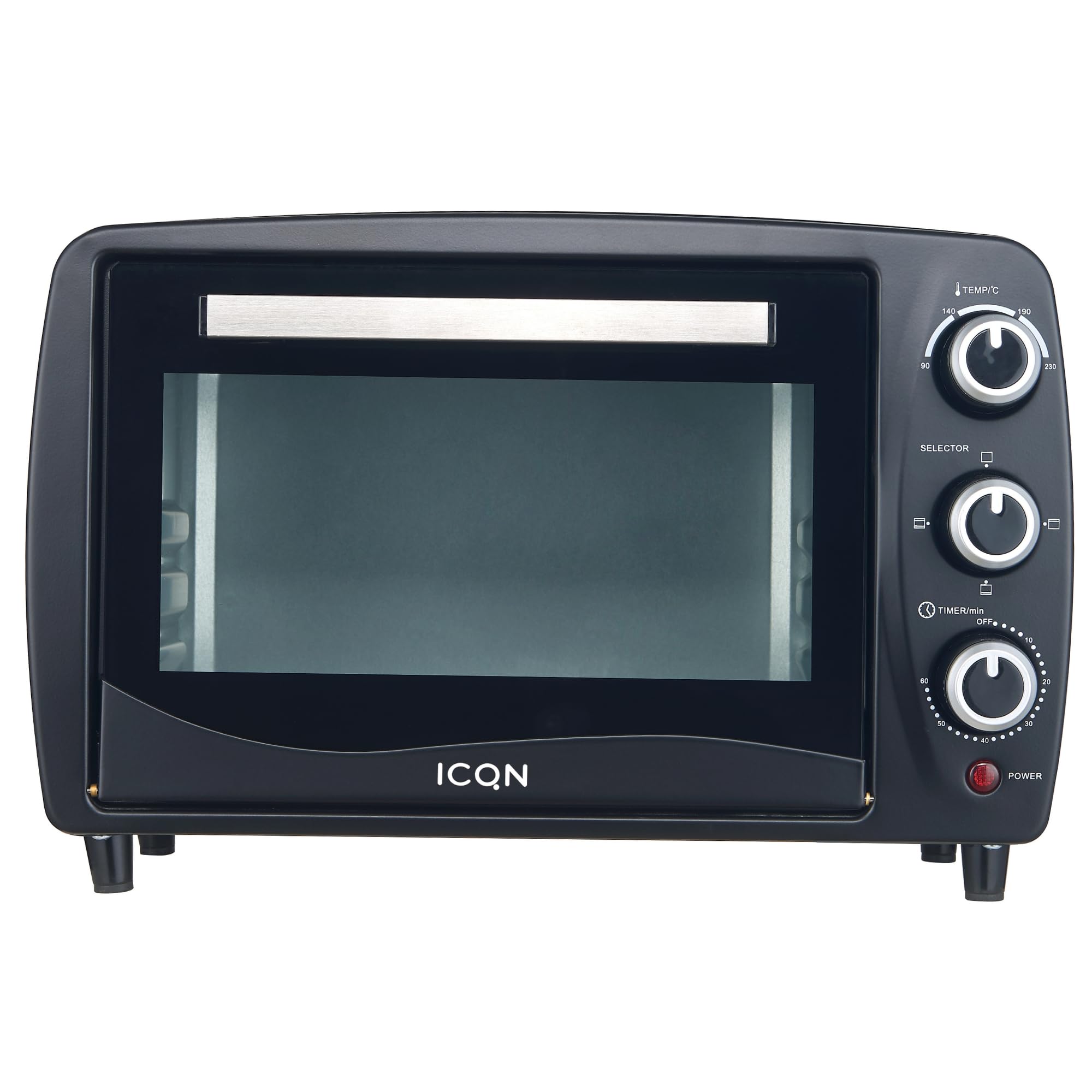 ICQN Kompaktowy mini piekarnik 15 litrów, 1200 W, timer 60 min, 3 funkcje gotowania, 90°-230°C, mały piekarnik kempingowy, antracytowy, 2 lata