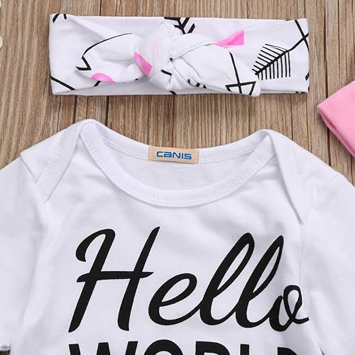 Miniatura 3 de Conjunto de 3 piezas de ropa para bebé recién nacido, estampado de Hello World, manga larga, pantalones largos, gorro, conjunto de 3 piezas