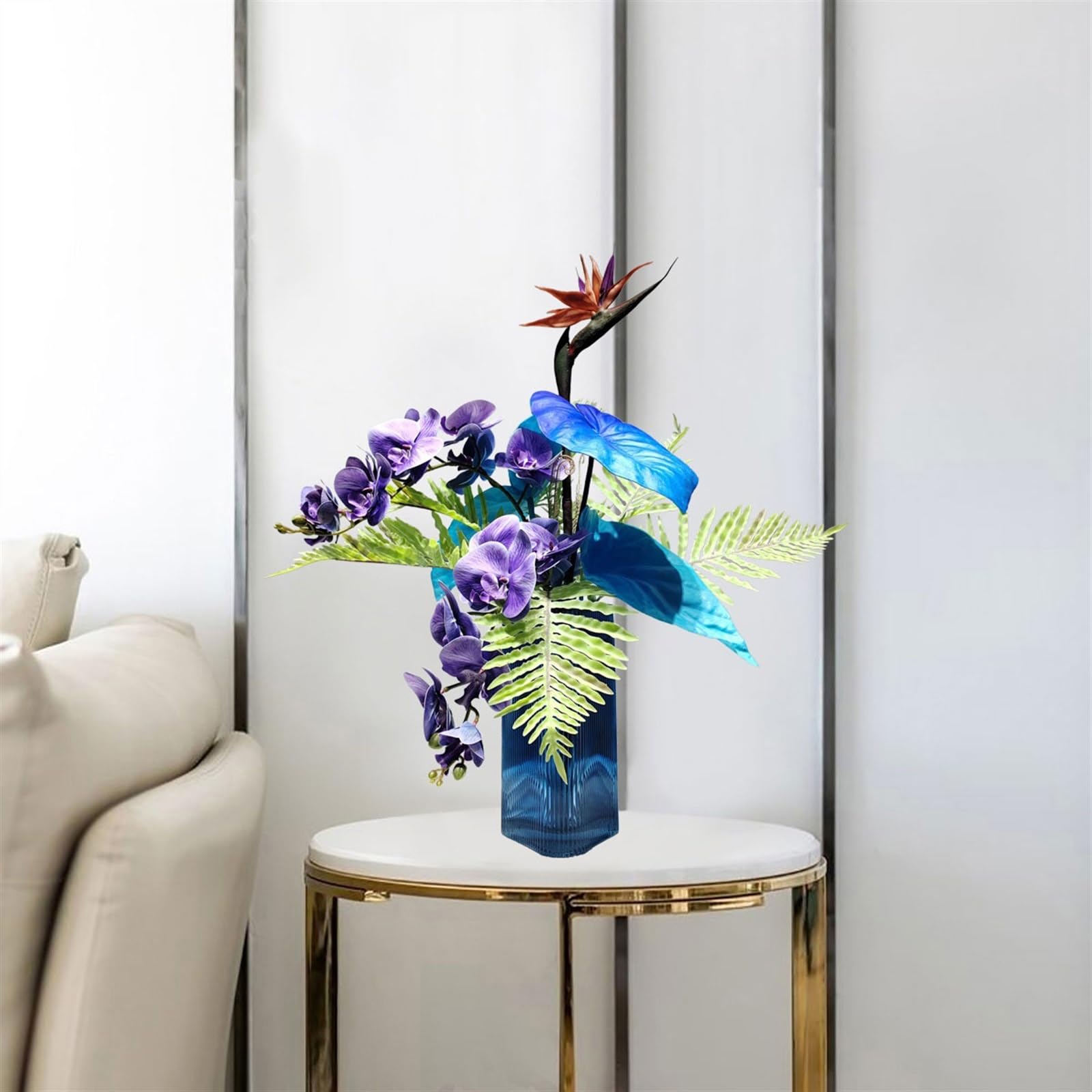 Bouquet Artificiale Luce di lusso blu simulazione bouquet di fiori soggiorno composizione floreale tavolo da pranzo soggiorno centrotavola decorazione artigianale Bouquet Artificiel con vaso