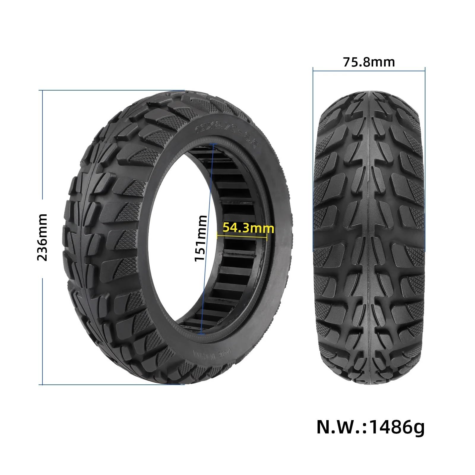 Neumático sólido for patinete eléctrico, compatible con KuGoo, G-Booster G2 Pro Neumático macizo para patinete eléctrico