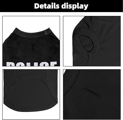Miniatura 4 de BINGPET Camisa de policía para perros, camiseta de algodón suave para mascotas, ropa para perros, chaleco suave y ligero para perros pequeños y