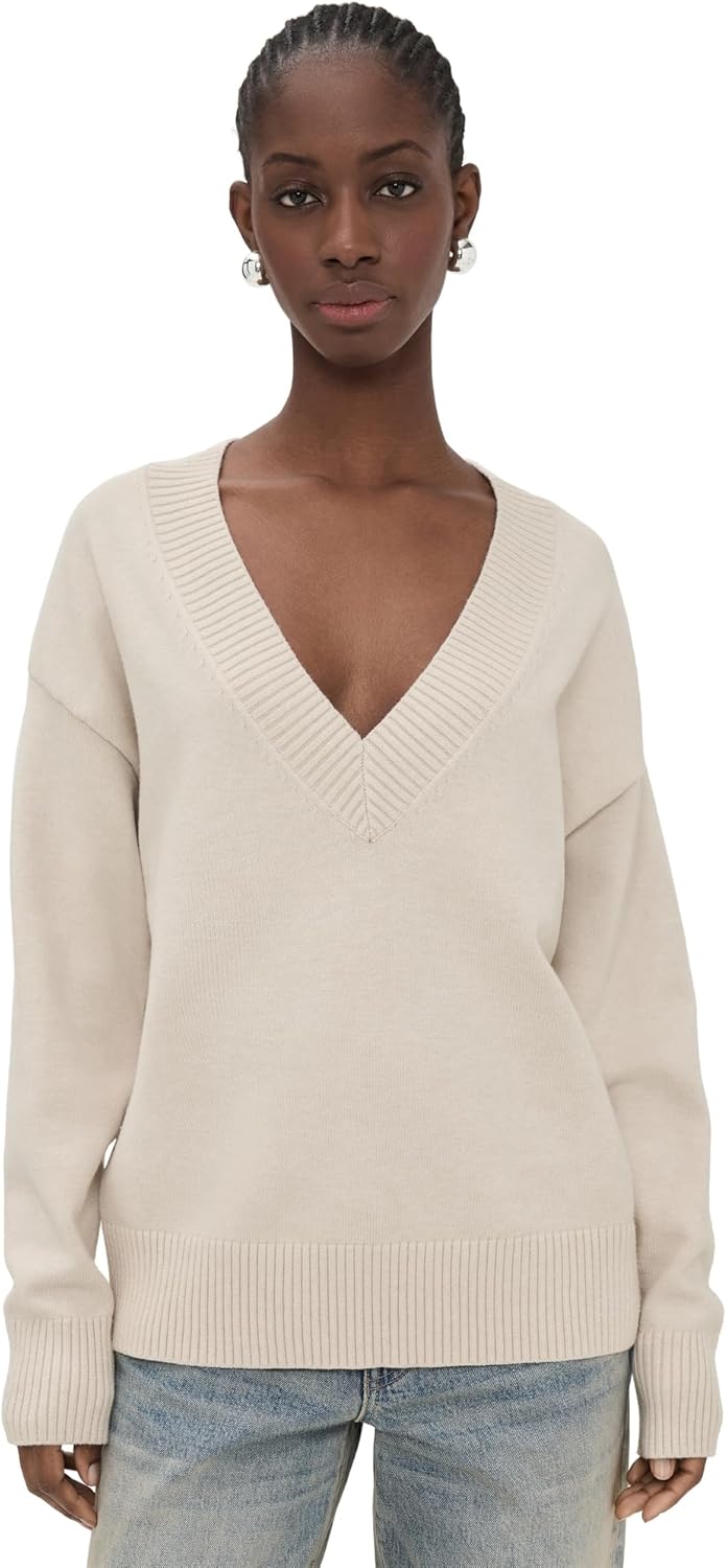 Good American Women's Knit Deep V Knit Sweater