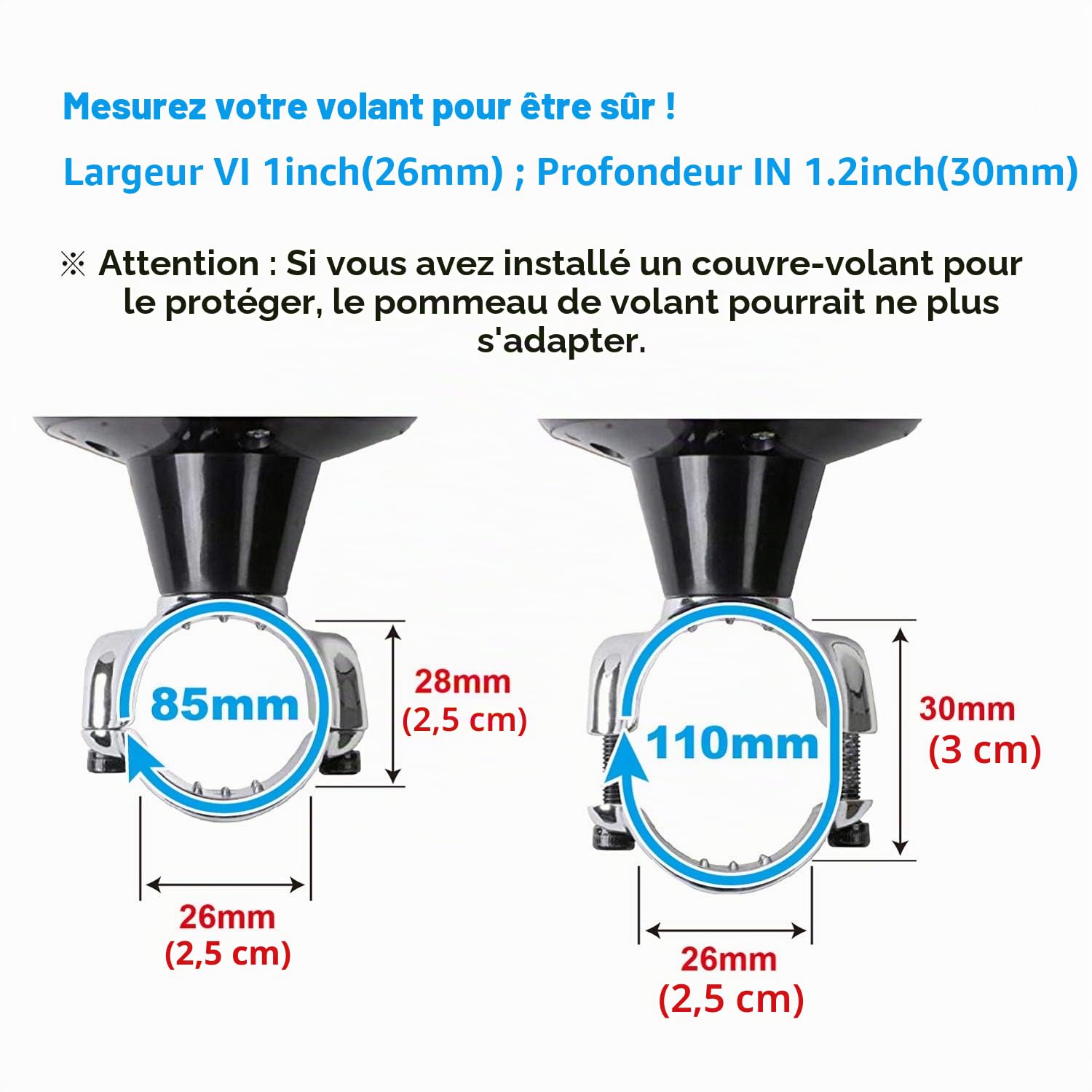 Hypersonic - Pommeau de véhicule noir à placer sur le volant pour le faire tourner