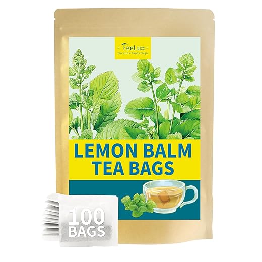 TeeLux Lemon Balm Tea Bags, Pure & Natural Lemon Balm Herbal Tea, Lemony & Citrusy Flavor, Caffeine Free, 100 Count
