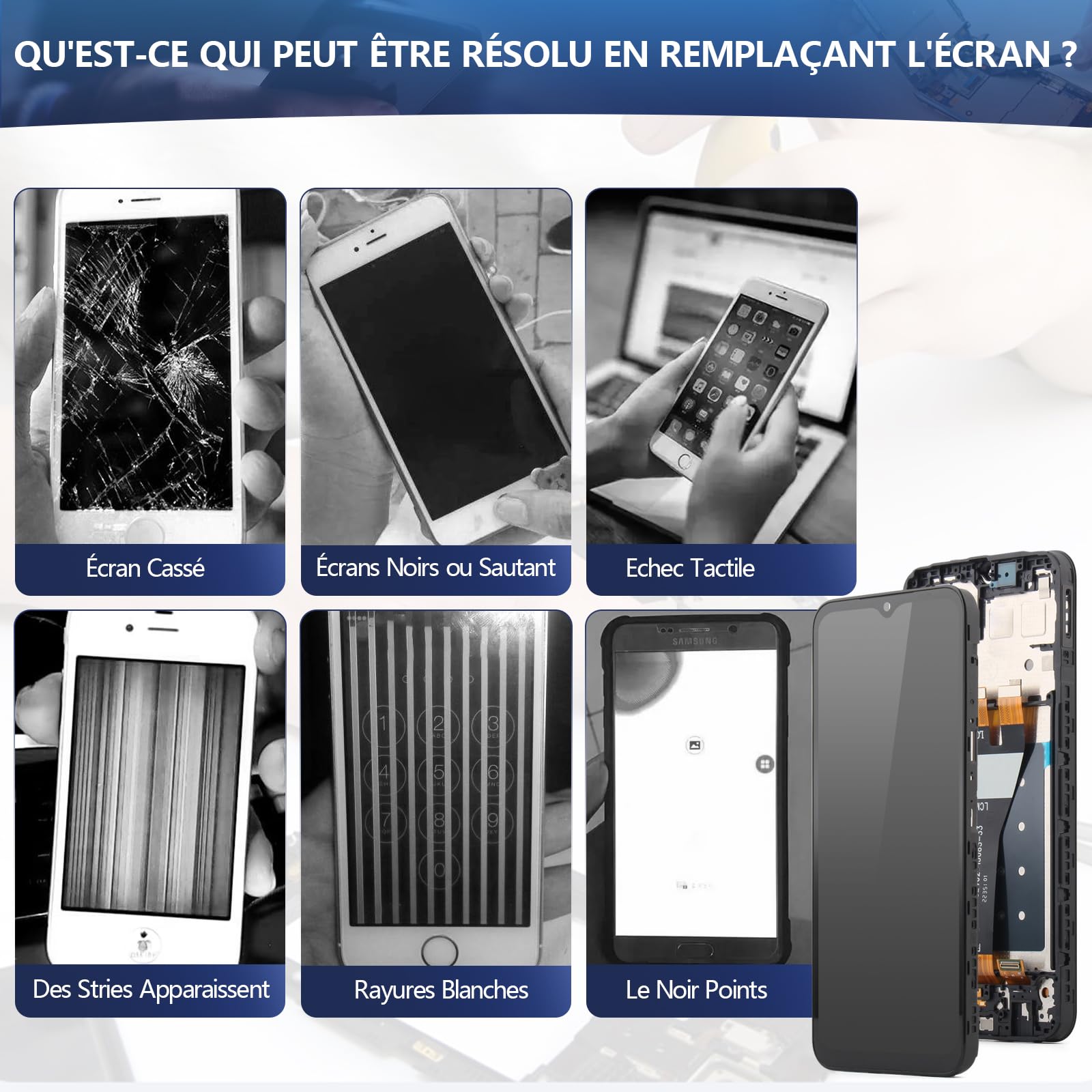 RongZy Écran de Rechange pour Samsung Galaxy A14 5G Écran LCD + Vitre Numériseur Tactile Capteur Assemblé Remplacement pour Samsung Galaxy A14 5G A146P (Noir avec Cadre)