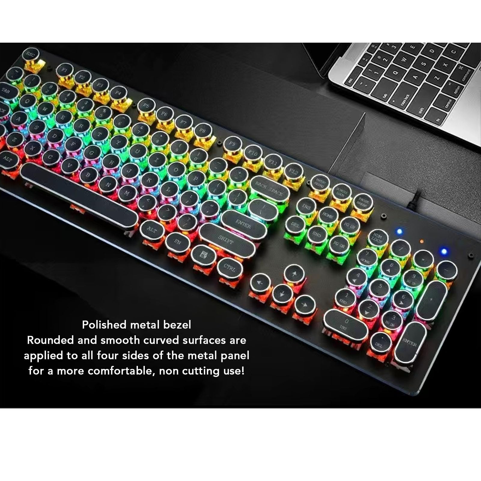 Mechaniczna Klawiatura do Gier ze 104 Klawiszami RGB, Podświetlana Przewodowa Klawiatura USB z Niebieskim Przełącznikiem, Klawiatura Komputerowa do Komputera Stacjonarnego (BLACK)