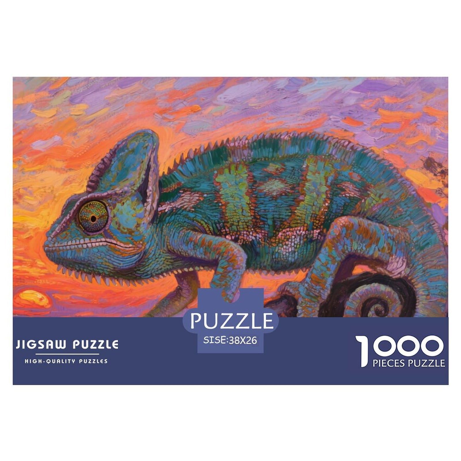 Puzzles Chameleon 1000 Piece Challenge Toy for Adults,Sunset Wilderness Impossible Jigsaw Puzzle 1000 Piece Educational Game for Adults Or Families 38x26cm/1000pcs — image 1