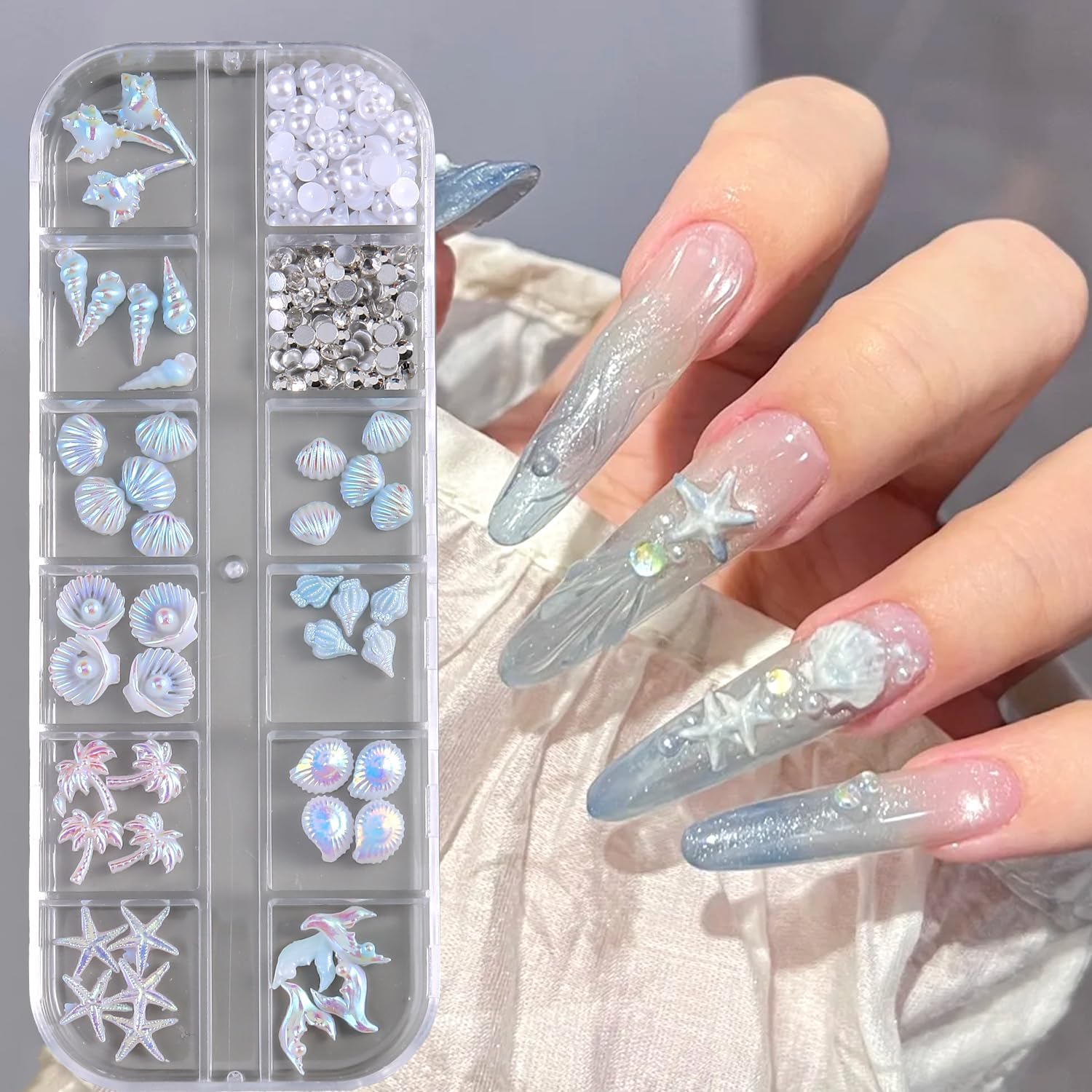 3D Flower Nail Charms, Colorful Acrylic Flower Petals Floral Blossom Nail Decorations with Caviar Beads and Flatback Pearls Rhinestones for Nail Art DIY Manicure Jewel Accessories