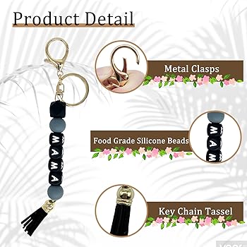PAKASEBOXES MAMA Silicone Beaded Keychain, Key Chains for Car Keys