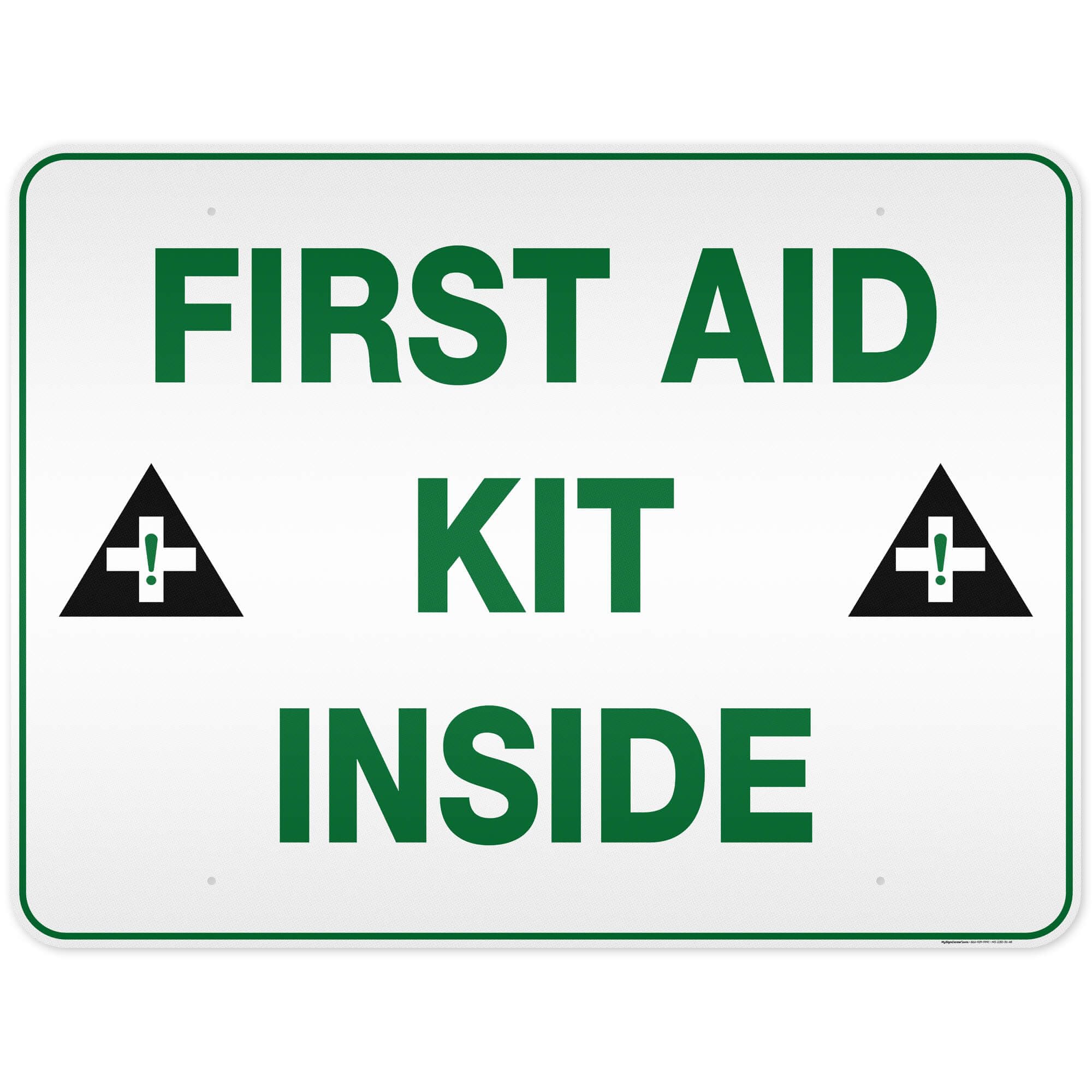 First Aid Kit Inside Sign, 36x48 Inches, Reflective, Rust Free Aluminum