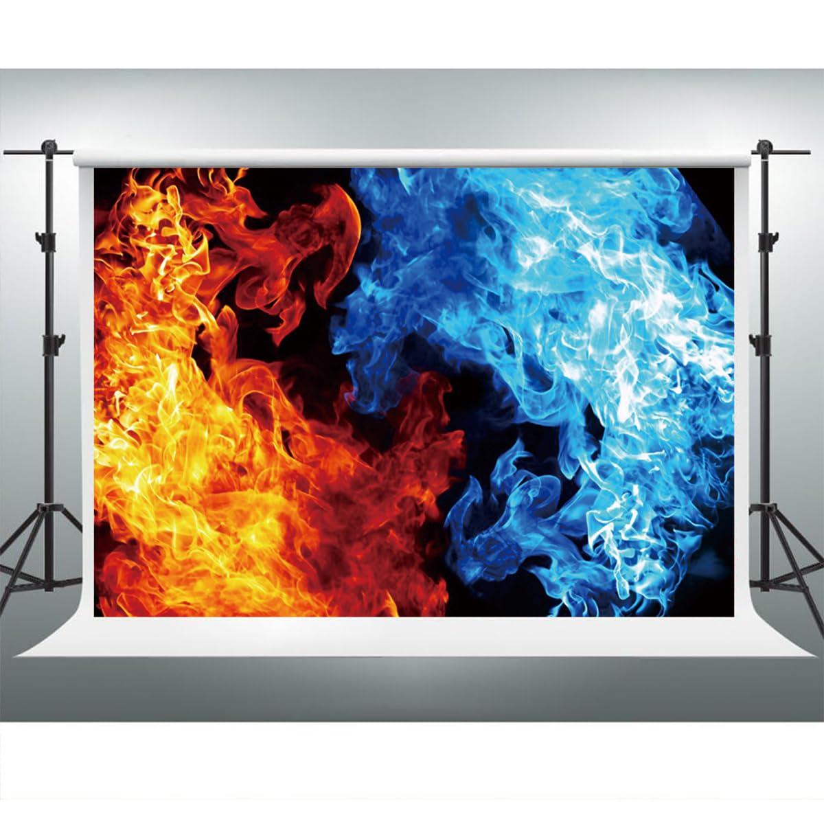 Fotohintergrund „Eis & Feuer“ – Vinyl, Knitterarm, Für Selfie, Studio, Party (mehrere Größen)