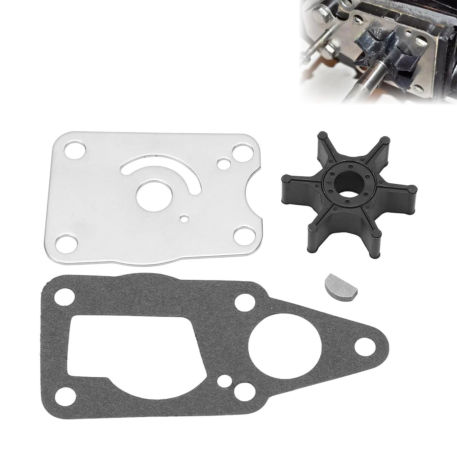 OUKENS Reparatursatz für Wasserpumpenlaufräder, 17400-98661 Wasserpumpenlaufrad-Service-Kit für Suzuki 4-Takt 4 5 PS DF4 DF5 Außenbordmotoren 17400-986L1 17400-98660 5034323 Modelle Sierra 18-3266