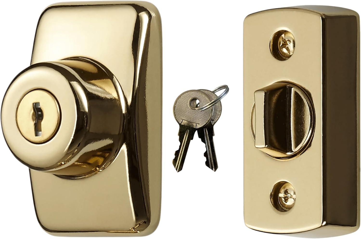 Ideal Security Model GLK Deadbolt for Storm and Screen Doors, Key Lock, Bright Brass (2-Piece Set)