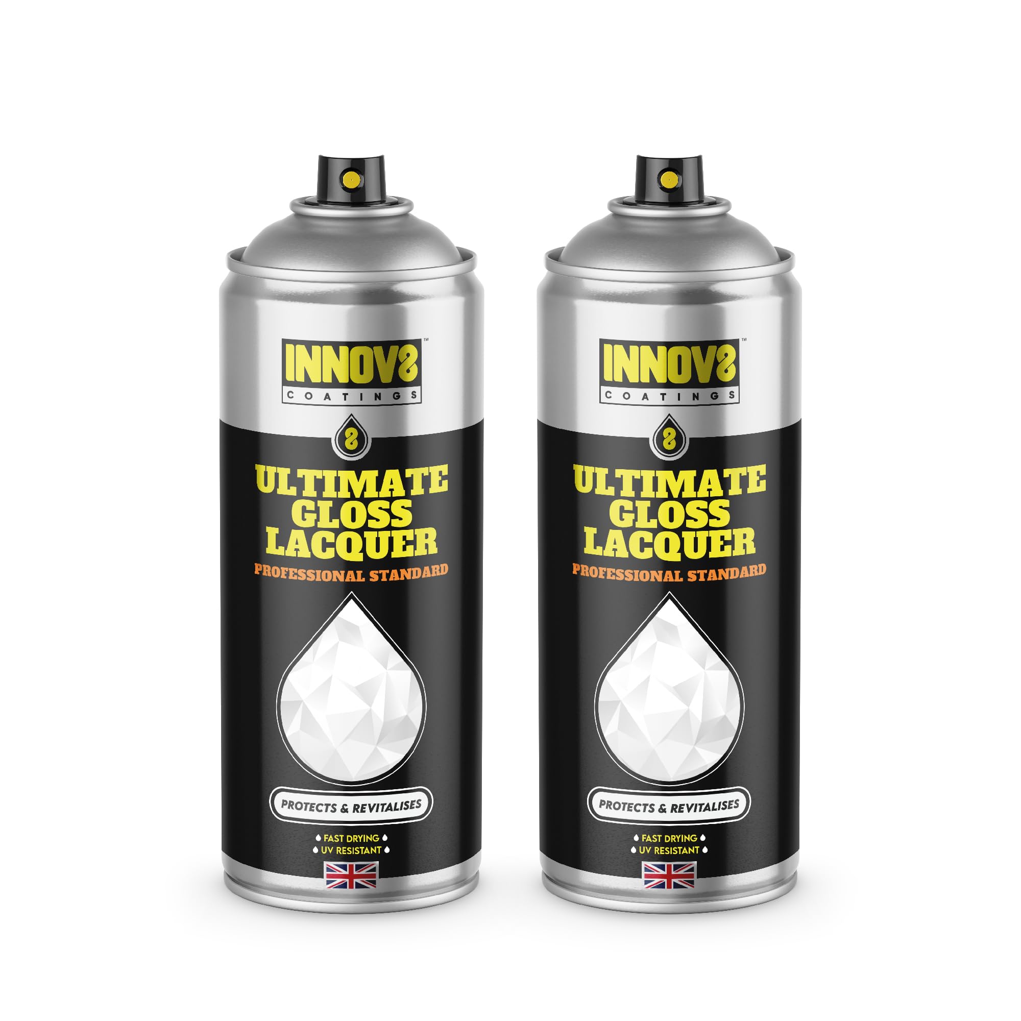 Ultimate Gloss Lacquer Spray 2 x 400ml - Use On Metal, Plastic, Wood & Ceramic - UV Resistant, Seals & Protects