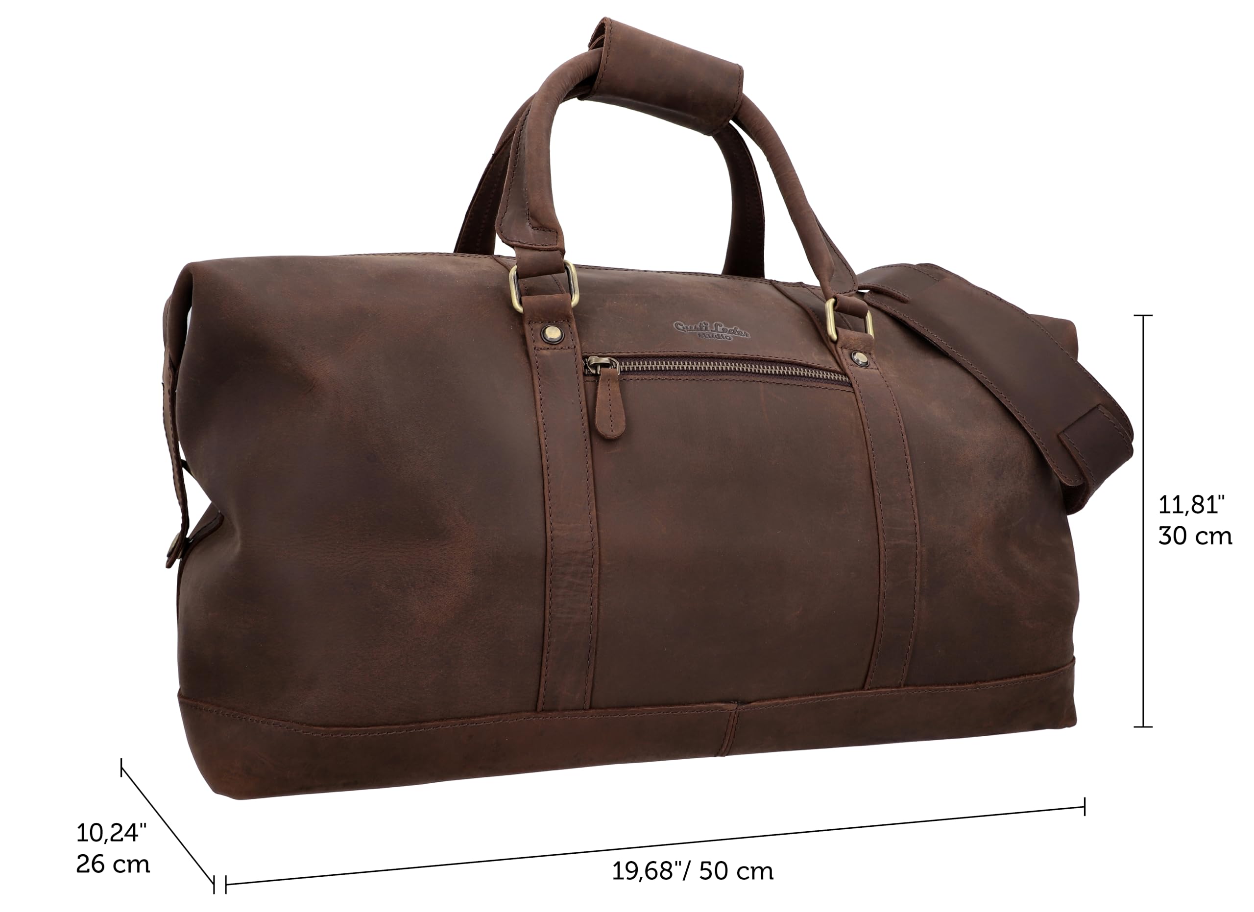 Gusti Leder Weekender Herren Ruben - Reisetasche Herren aus Echtleder in Braun - 36 L Vintage Sporttasche für Kurztrips & Wochenendausflüge