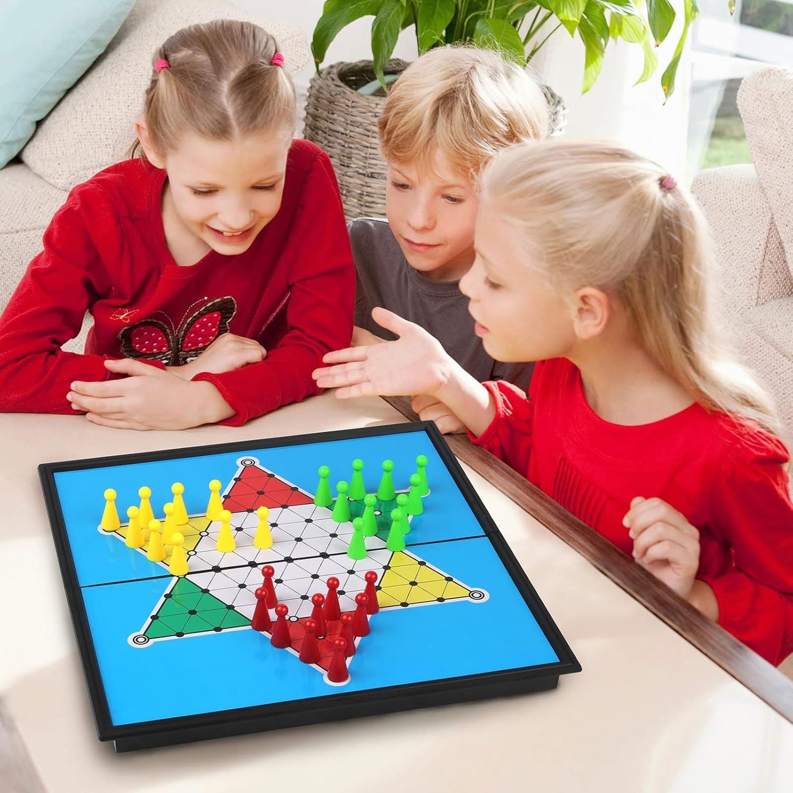 schachspiel Magnetisches Dame-Set, zusammenklappbar, tragbares Design, Reisebrettspiel for Kinder und Erwachsene, perfekt for Autofahrten und Familiencamping(32 * 32 * 2cm)