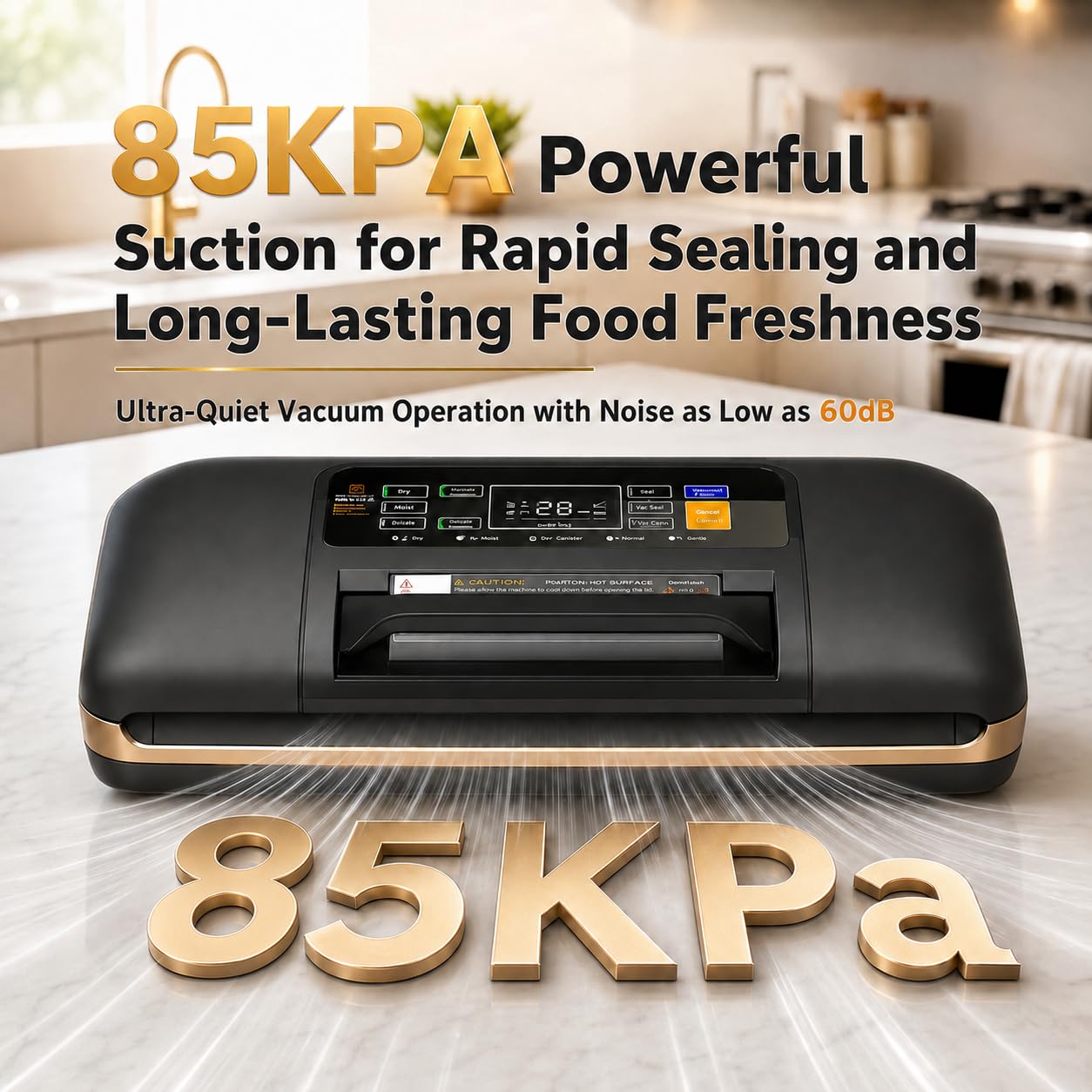 KinZon Machine Sous Vide Alimentaire Automatique, Appareil de Mise Sous Vide avec Affichage Numérique, Double Soudure, Coupeur Intégré, Modes Sec/Humide,10 Sacs Inclus