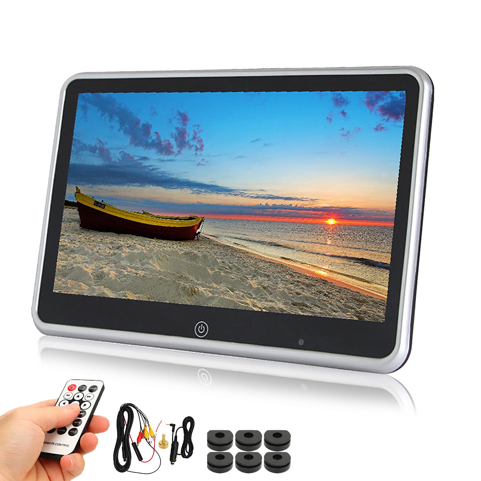 Schermo da 10,1 Pollici per Poggiatesta Auto, Lettore Dvd per Poggiatesta, Touch Screen HD (risoluzione: 1024 × 600), USB/TF, Facile da Installare, 9 Lingue,1PCS