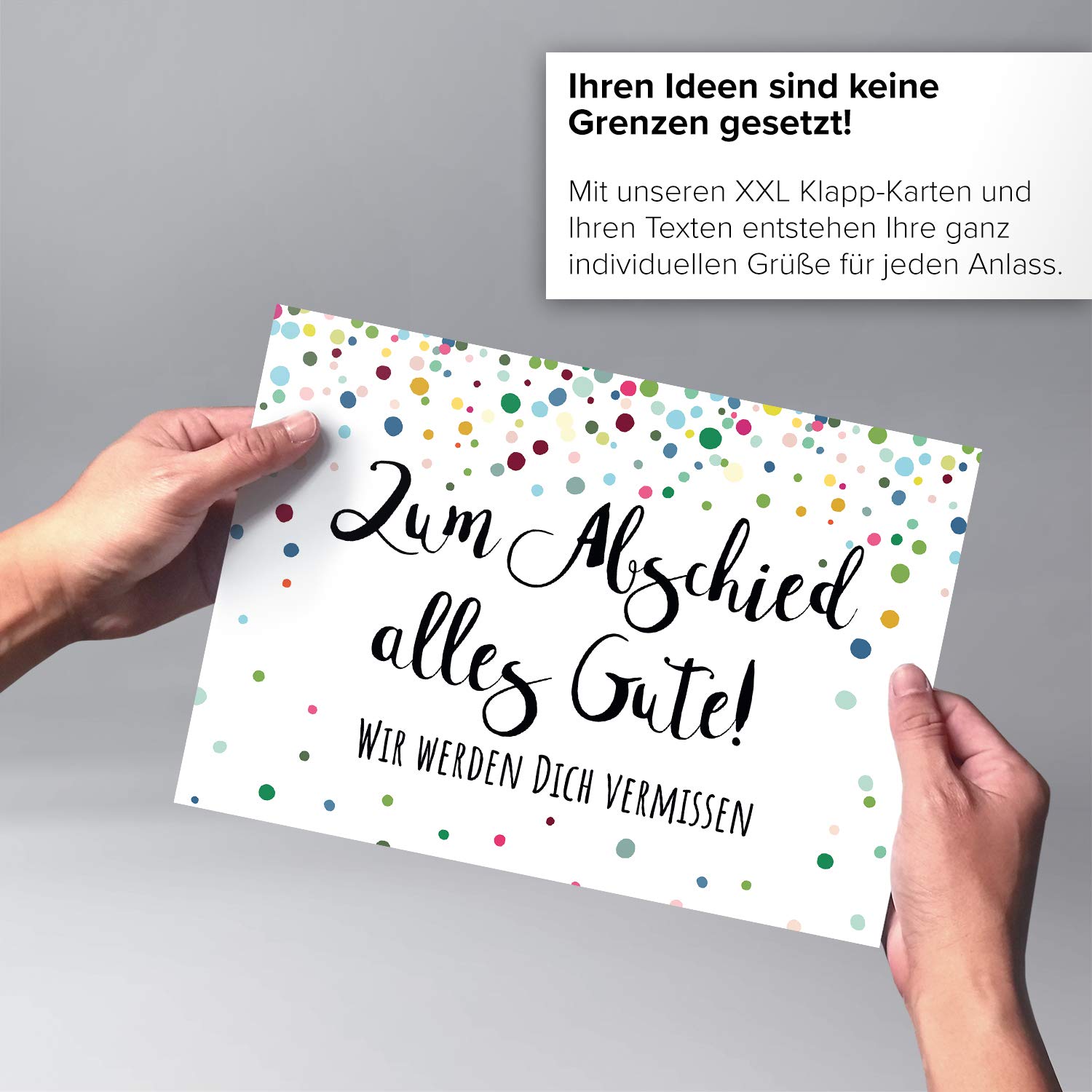 XXL Abschiedskarte A4 Konfetti Bunt - Wir Werden DI Produktbild-Vorschau 11