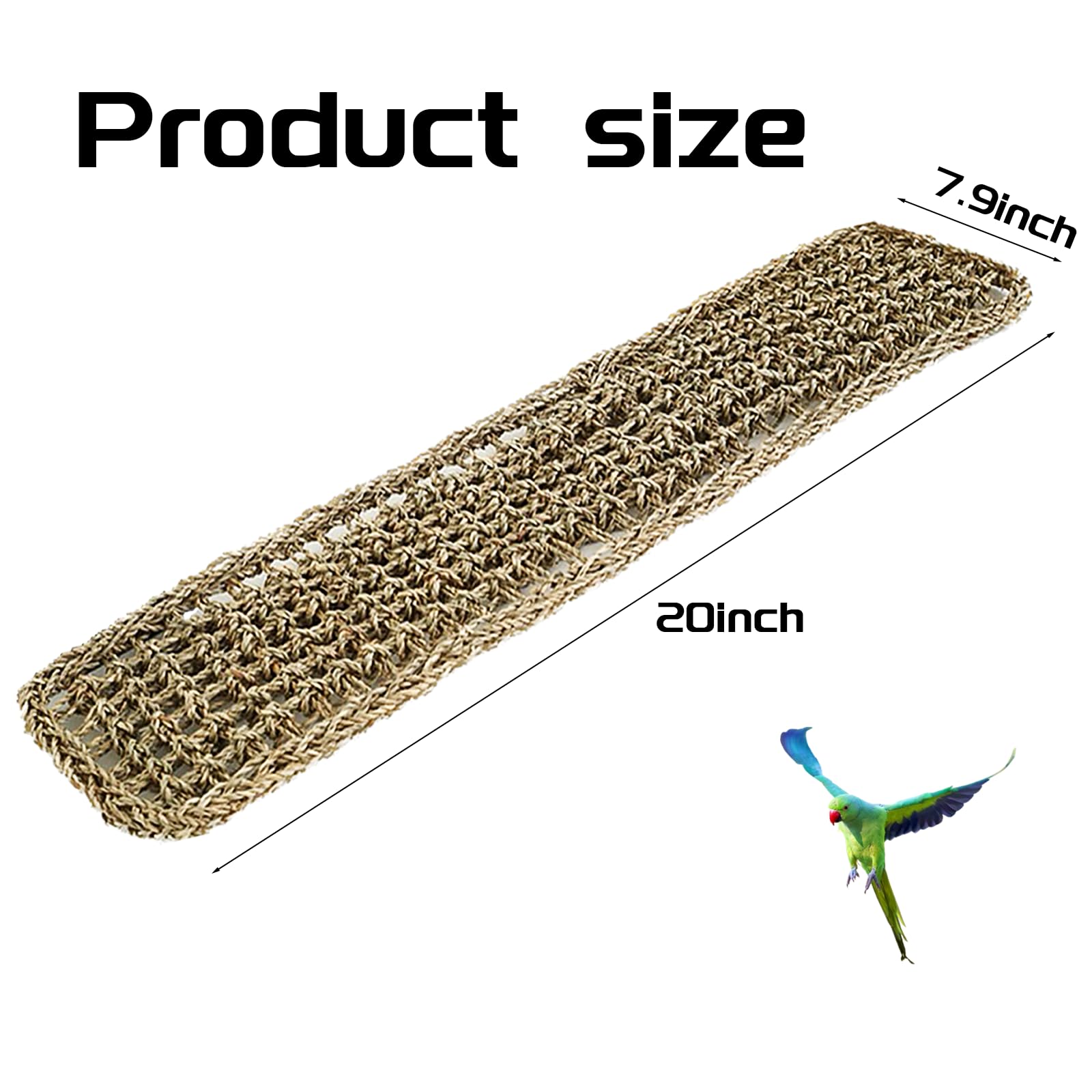 Vogel-Seegrasmatte – 52,1x20,1 Cm, Kletter- Und Kauspielzeug Für Vögel & Kleintiere