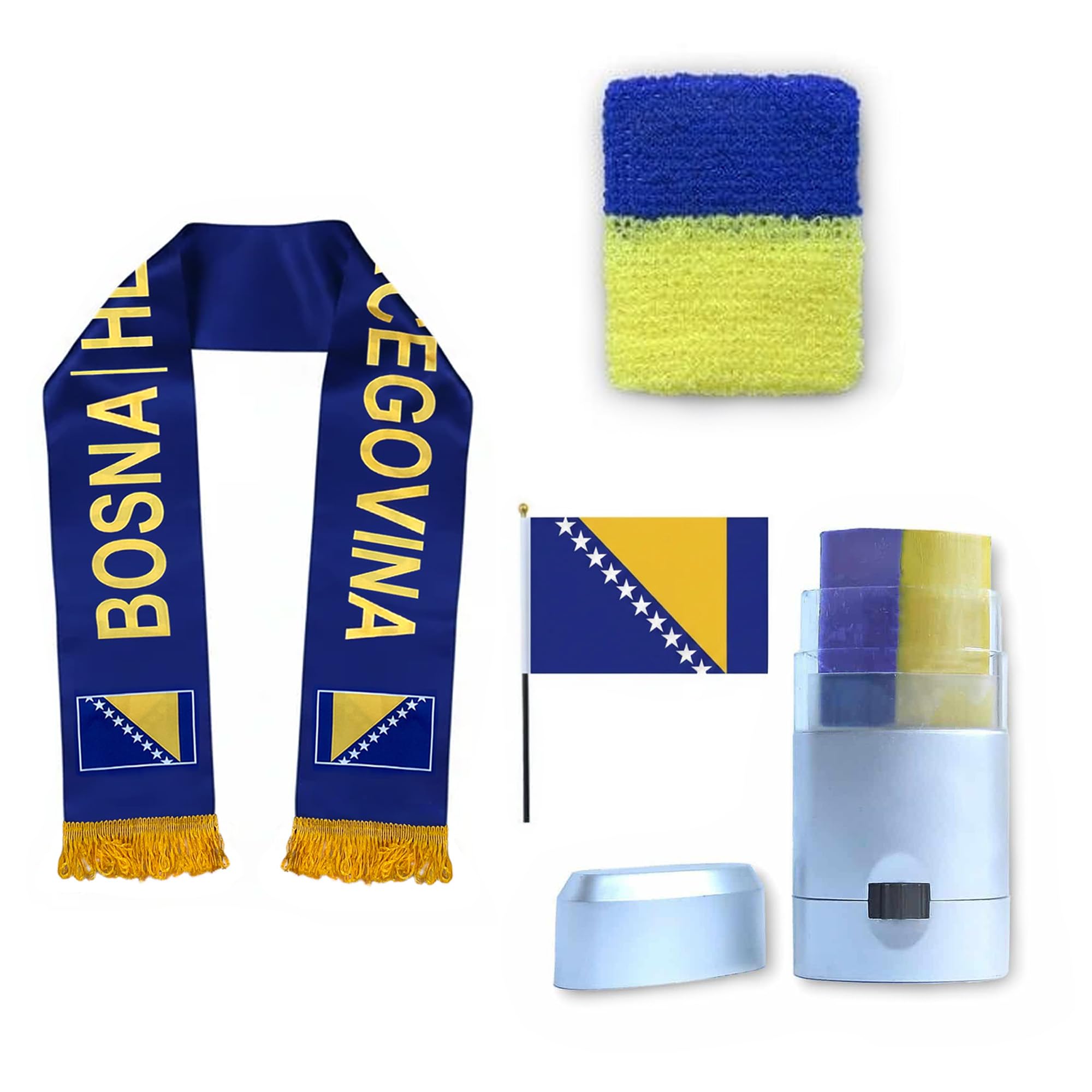 Sonia Originelli Fan-Set Bosnien Fan-Set 14 - Bosnische Fanartikel EM WM Fußball Party Karneval