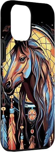 Miniatura 3 de Funda tribal para iPhone 12 Pro Max Horse Dreamcatcher nativo americano plumas