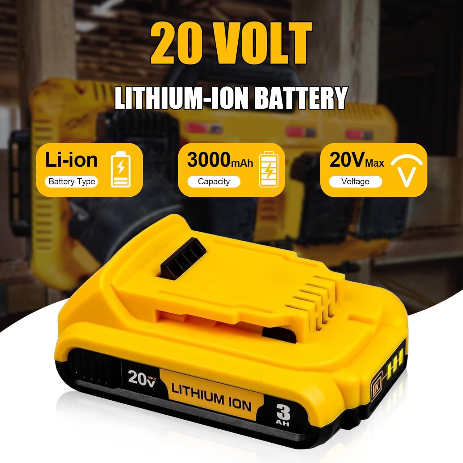 DCB201 3.0Ah Lithium ION Replacement for Dewalt 20V MAX Battery DCB201 DCB203 DCB206 DCB207 Compatible with Dewalt 20v Tools and Chargers 2Pack - Image 2