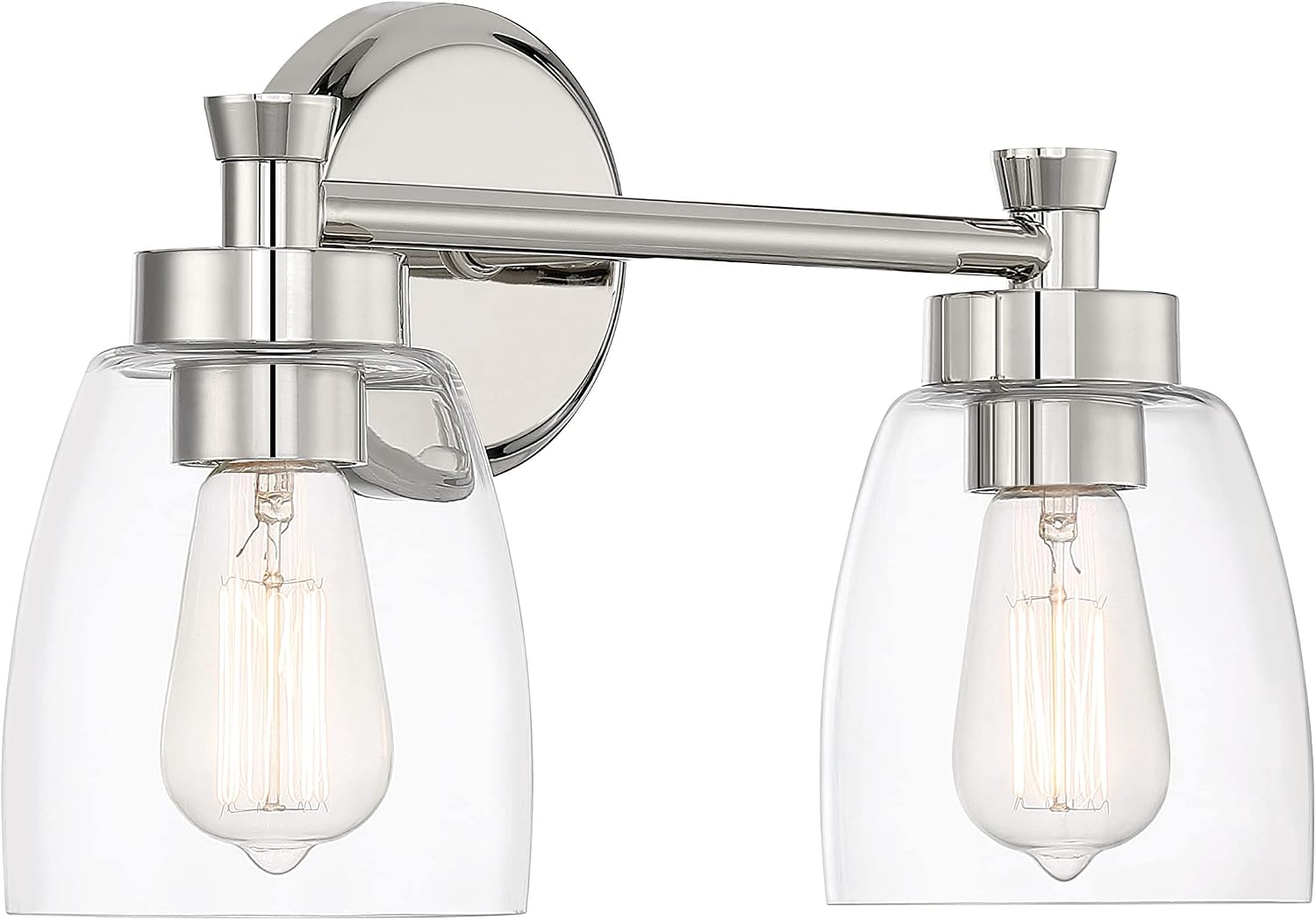Craftmade Henning 2 Light Vanity, Clear Glass, Polished Nickel, 12716PLN2