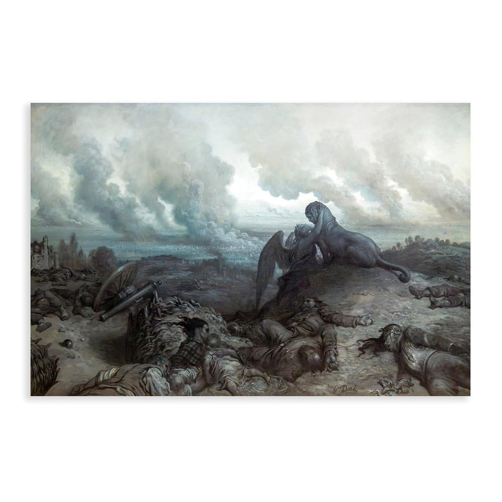 DFJyjFGJJ The Enigma by Gustave Dore Vintage Poster Romanticism Realism Black And White Art Canvas Posters Wall Art Bedroom Office Room Decor Gift 12" L X 18" W