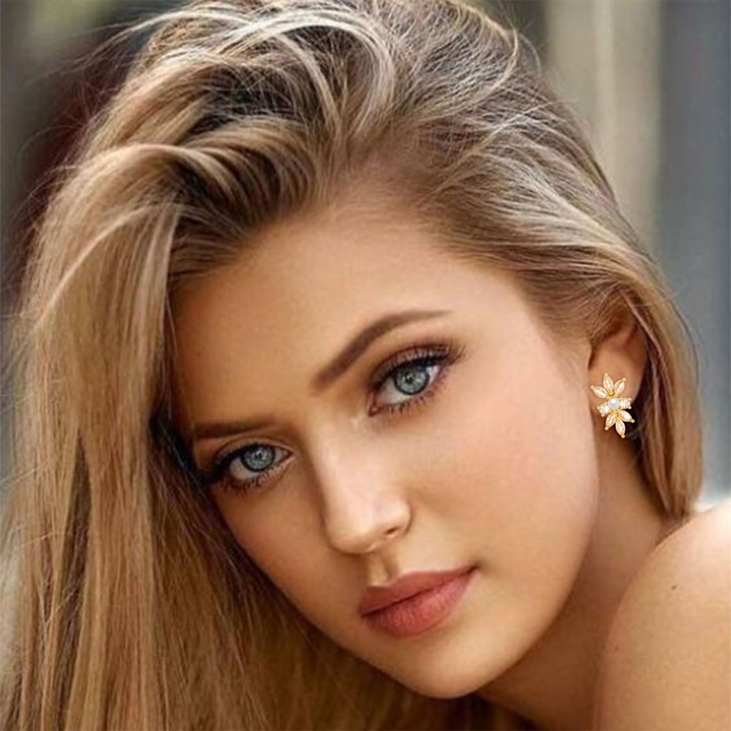 Delicate Cubic Zirconia Stud Earrings Cluster Leaf CZ Pearl Earrings Bridal Stud Earrings for Women Wedding Party - Image 8