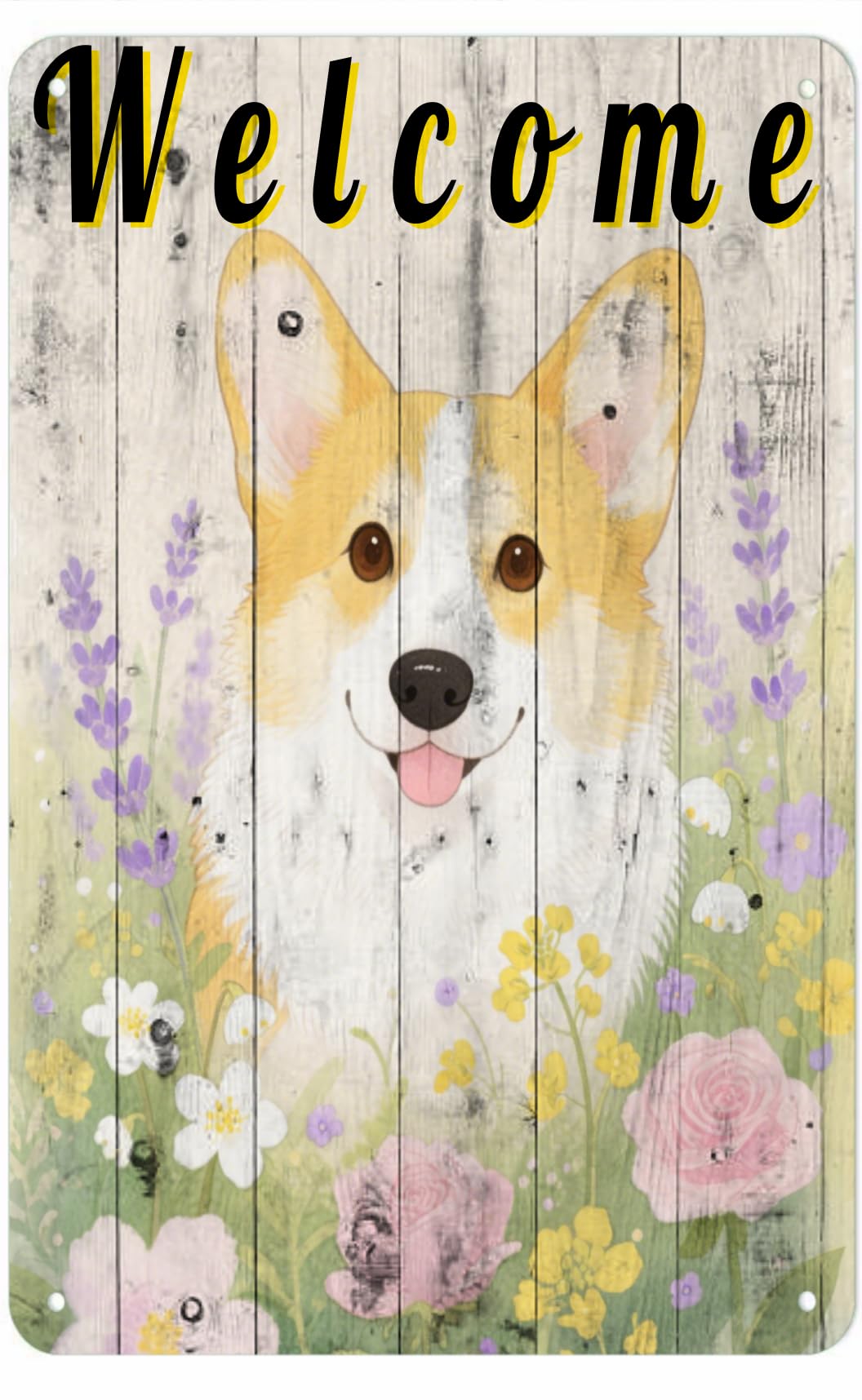 Yepyayqvk Tin Sign 519 Welcome Corgi Vintage Metal Sign Funny Tin Sign Retro Wall Decor For Home, Bar, Kitchen, Garage, 6X8 Inch