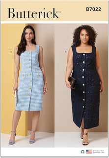 Butterick B7022BB Women's Fitted and Lined Sleeveless Dress Sewing Pattern Packet, Design Code B7022, Sizes 20W-28W