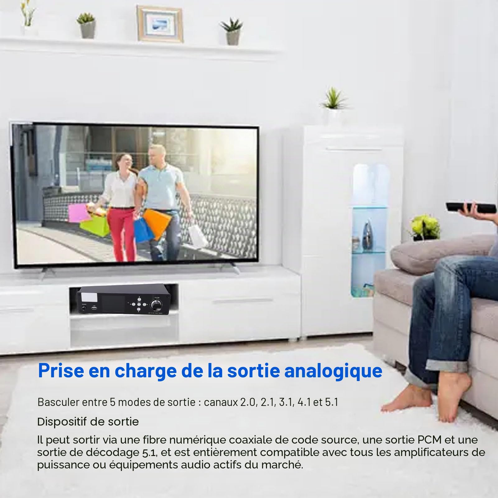 Tonysa Décodeur Audio 5.1, Convertisseur DAC avec HDMI ARC/optique/coaxial/USB, Décodeur DTS vers Récepteur Bluetooth5.0 5.1CH pour TV Home Cinéma (Black)