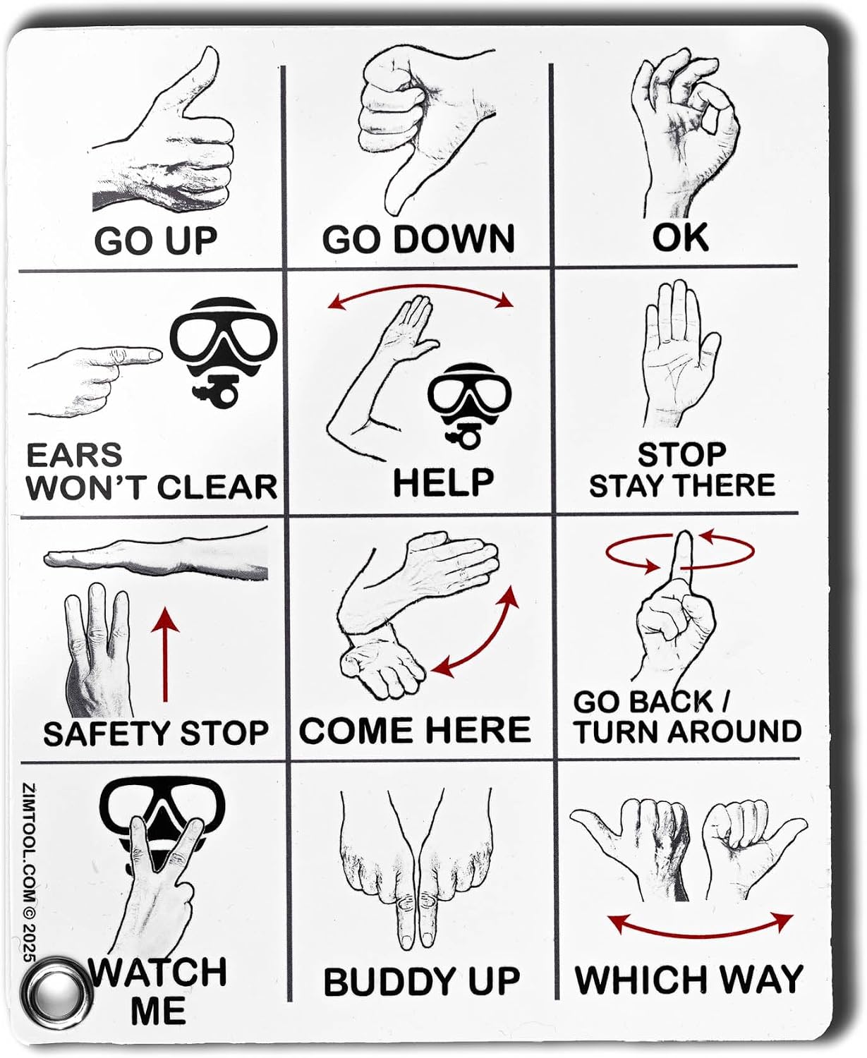 Submersible Scuba Diving Hand Signal Flash Cards