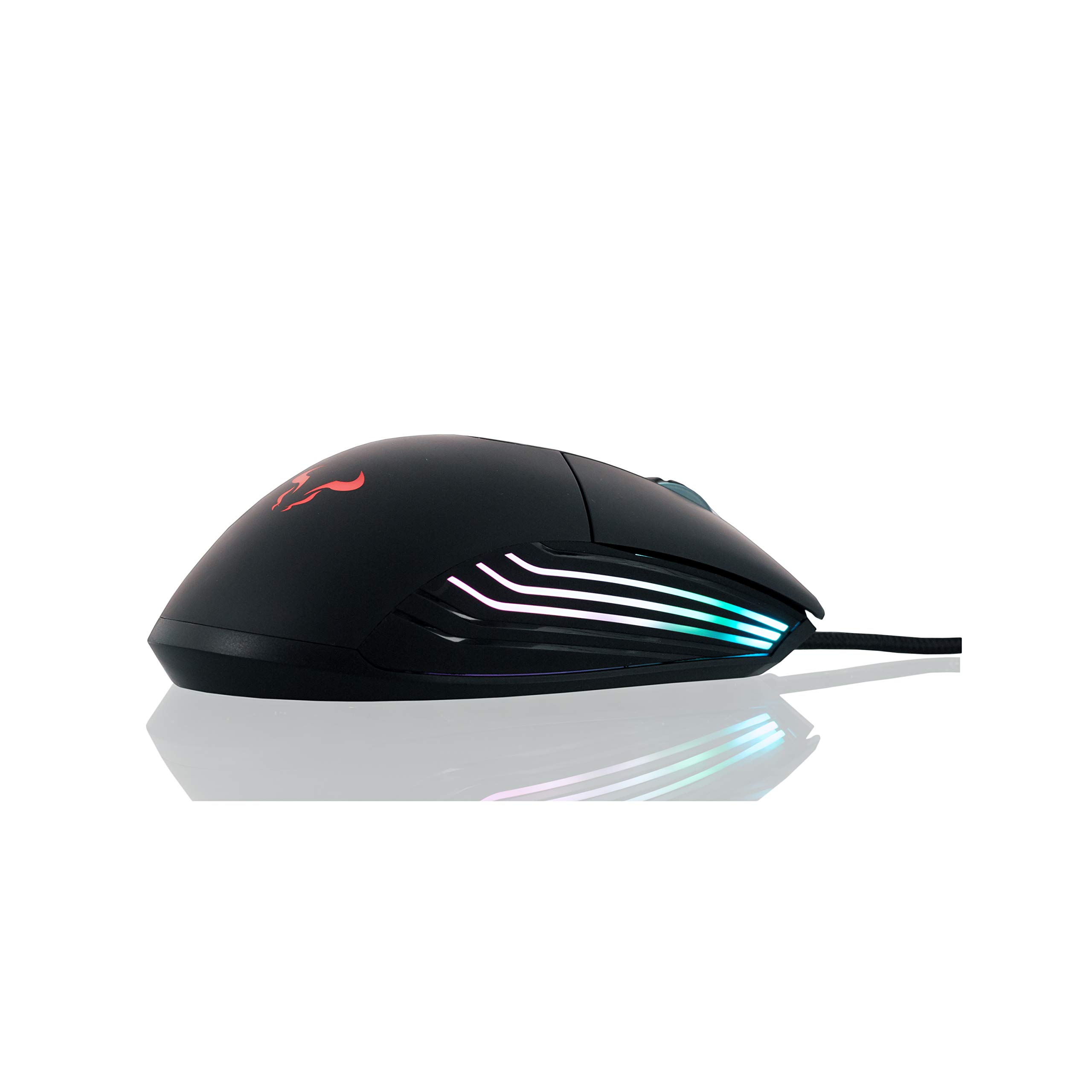 Rio Nadix RGB Gaming Mouse, 10000 dpi, Siete Botones programables, 100 Hz, Omron, iluminación LED RGB, Cable Trenzado sin enredos, garantía de Dos años