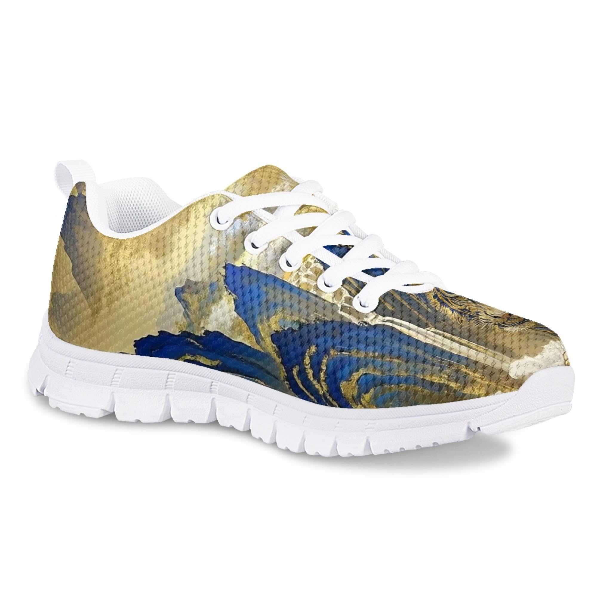 Dellukee Boys Girls Running Shoes Fashion Sneakers Kids Youth Breathable Lightweight Athletic Lace Up Walking Shoes