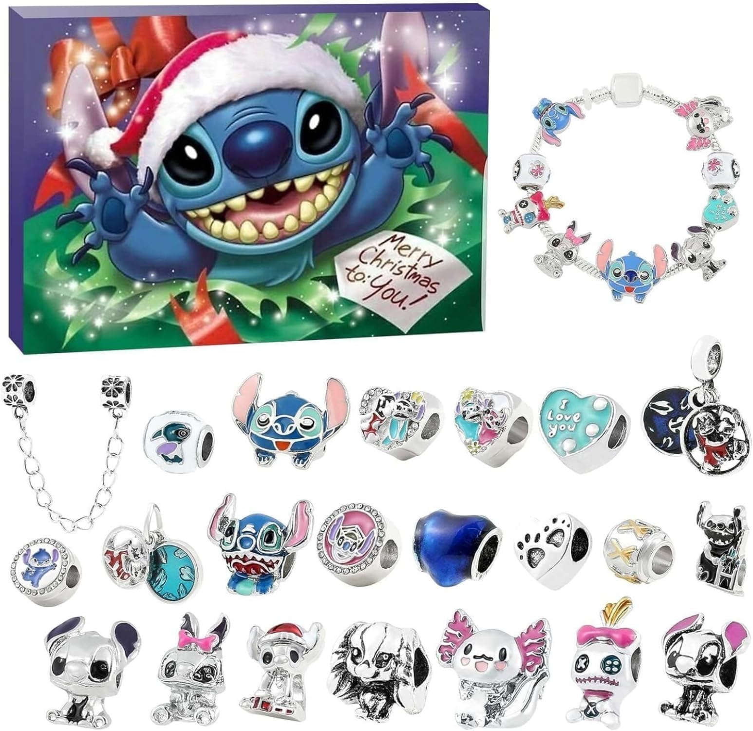 Hvenmis 2024 Christmas Advent Calendar Bracelet - 24 Days Countdown with 22 DIY Charm Beads & 2 Bracelets, Perfect Stocking Stuffer Gift for Girls, Teens, and Adult (Set B-2)