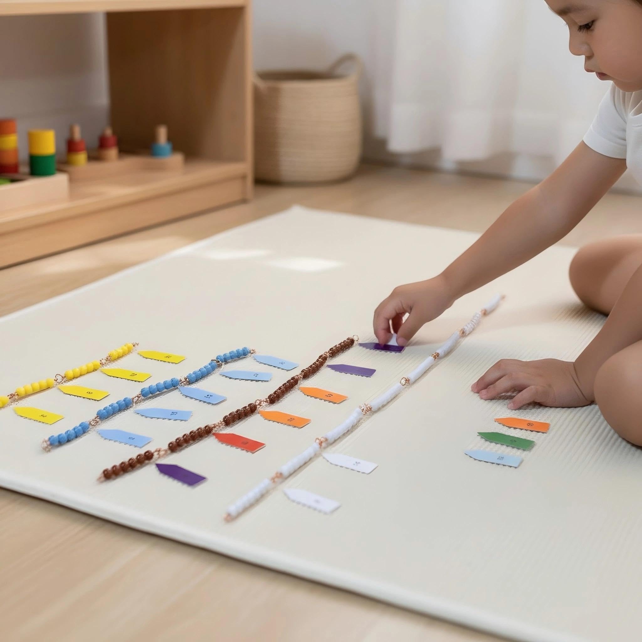 BOHS Montessori-Perlenketten und -Quadrate – Überspringendes Zählen, Multiplikation und Quadratzahl – Mathe-Manipulationsmaterialien – Grundlern-Lernspielzeug