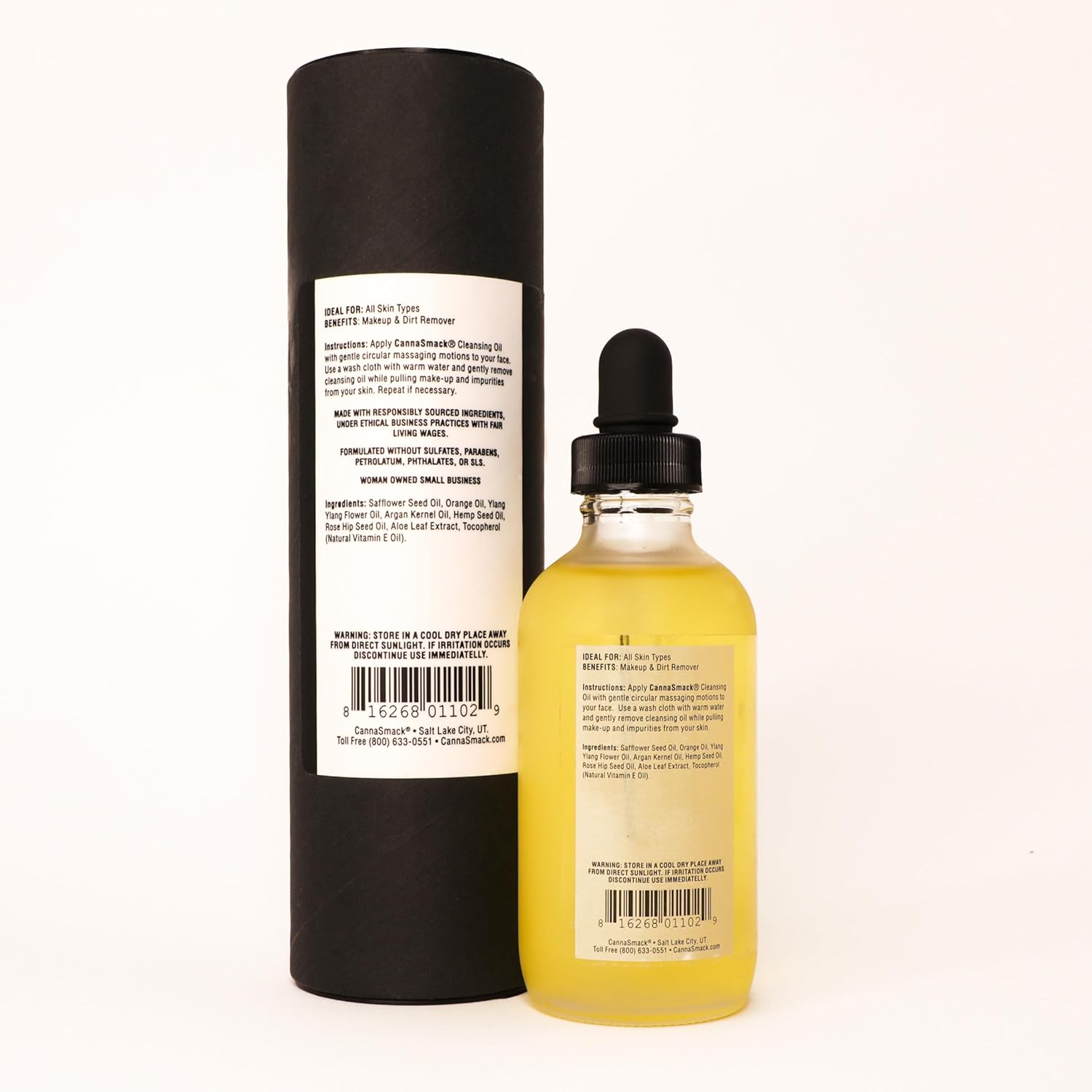 CannaSmack Cleansing Oil - Gentle Daily Face Cleanser & Makeup Remover with Hemp Seed, Argan, & Rosehip - Hydrating, Non-Drying Formula for All Skin Types, 4 oz - Image 8