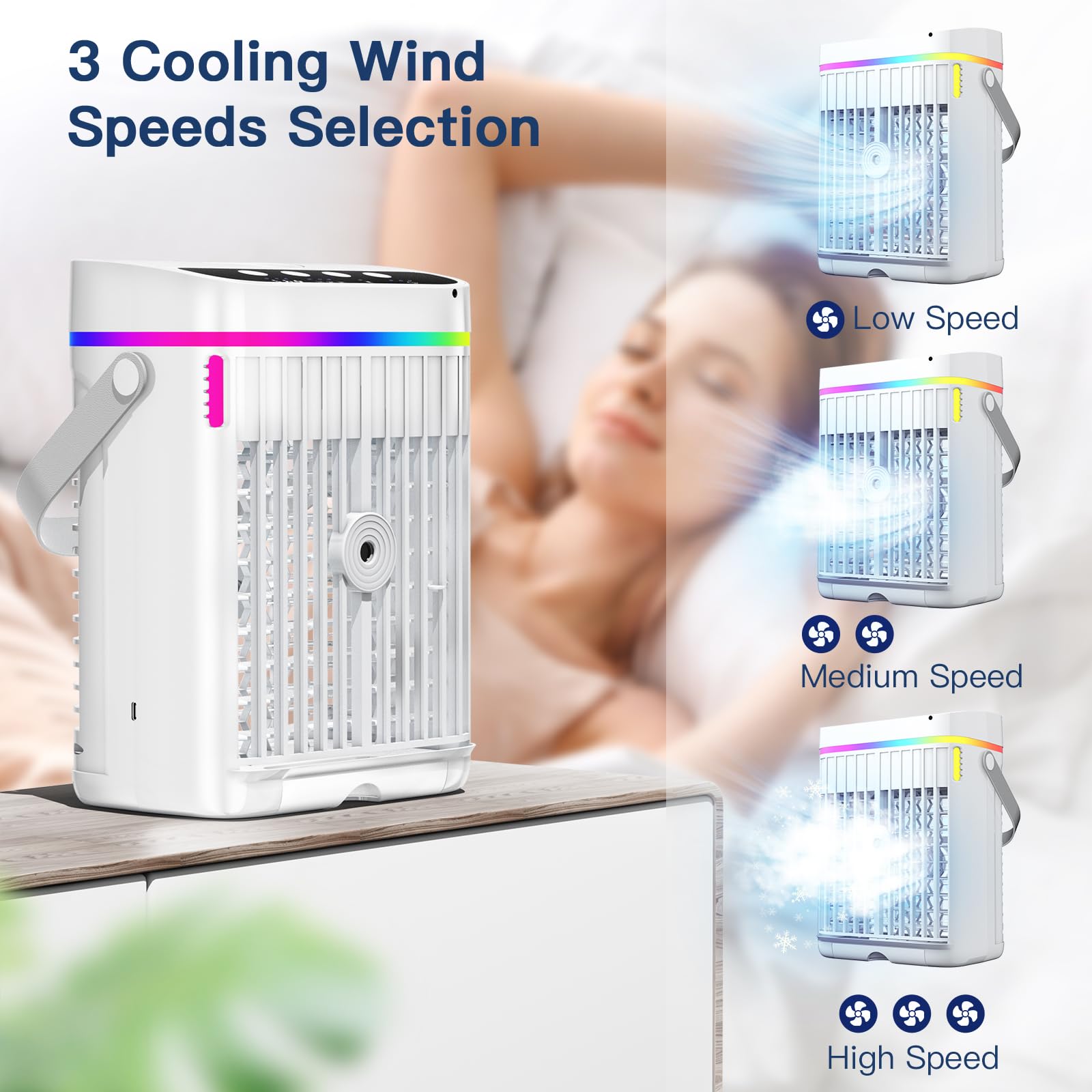 2,8L Climatiseur Mobile sans Évacuation-3 Vitesses 2 Blocs de Glace,Minuterie 12H-avec Télécommande Blanc | Leroy Merlin