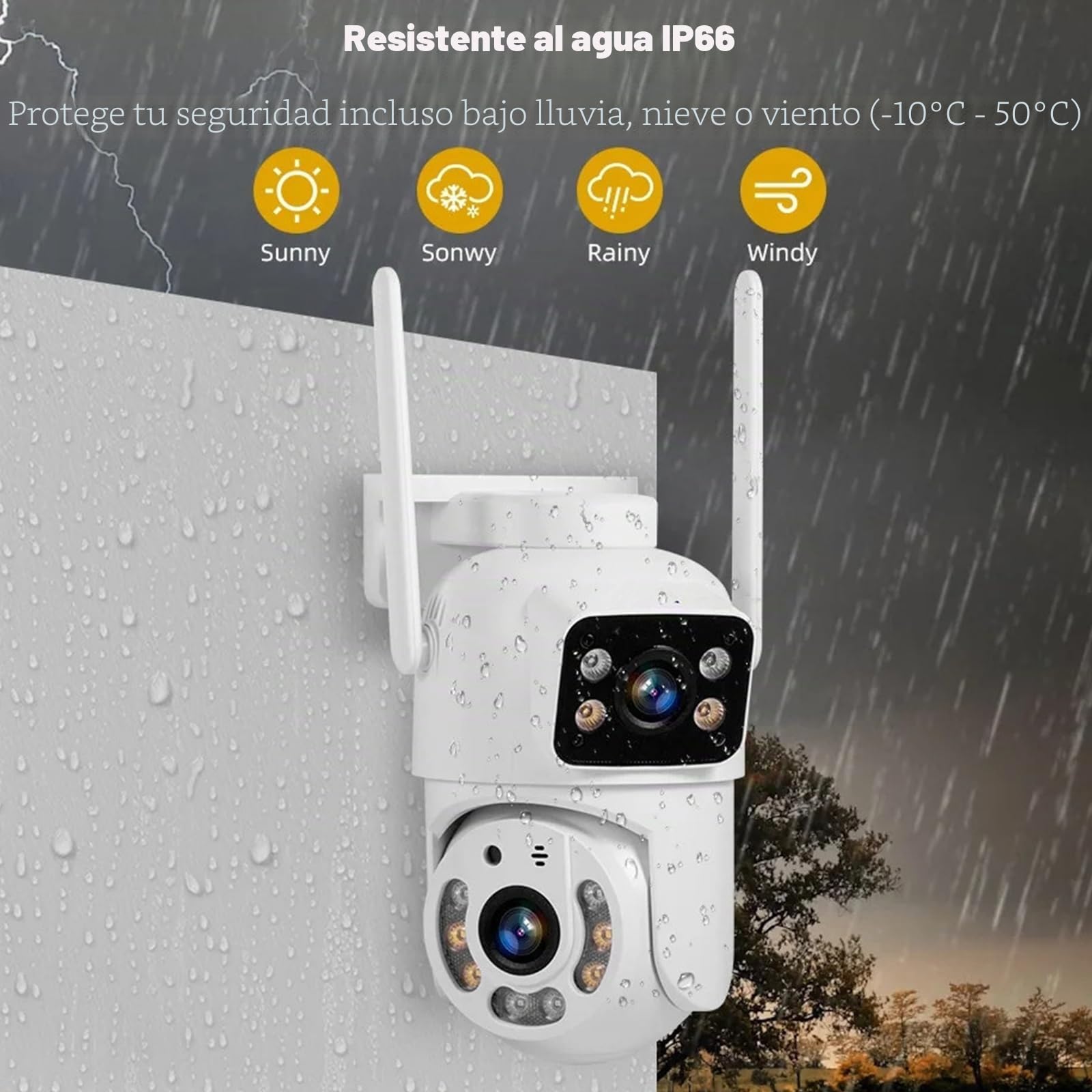 Cámara IP Tuya WiFi de Doble Lente de 5MP+5MP, cámara de Seguridad Exterior con visión Nocturna, Seguimiento automático PTZ y Audio bidireccional para videovigilancia,Camera