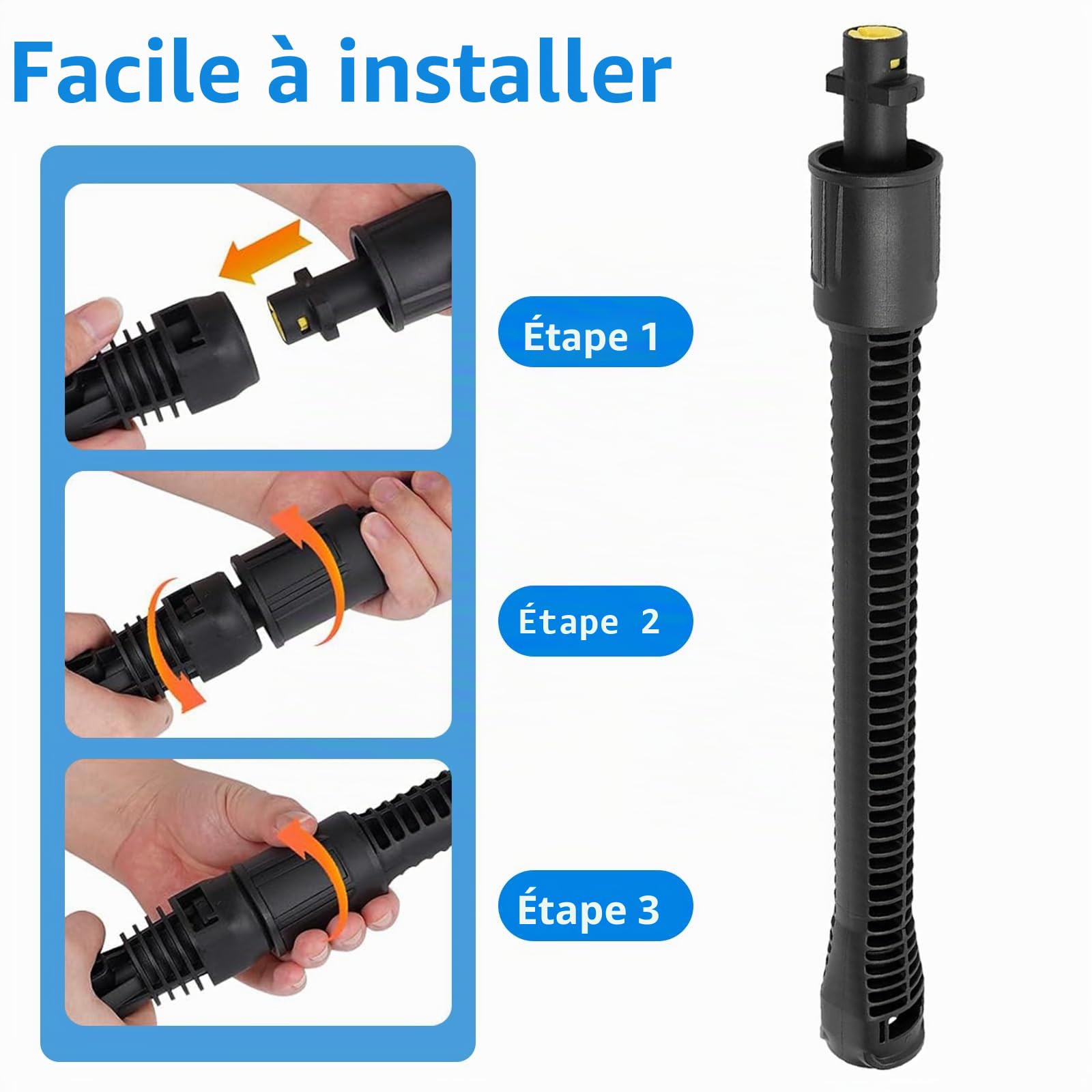 Prolongateur de Lance pour Karcher K2 K3 K4 K5 K6 K7, Tube de Jet, Prolongation de 0.4M, Canne de Prolongement pour Pistolet de Pulvérisation de Rechange, 2 Pièces
