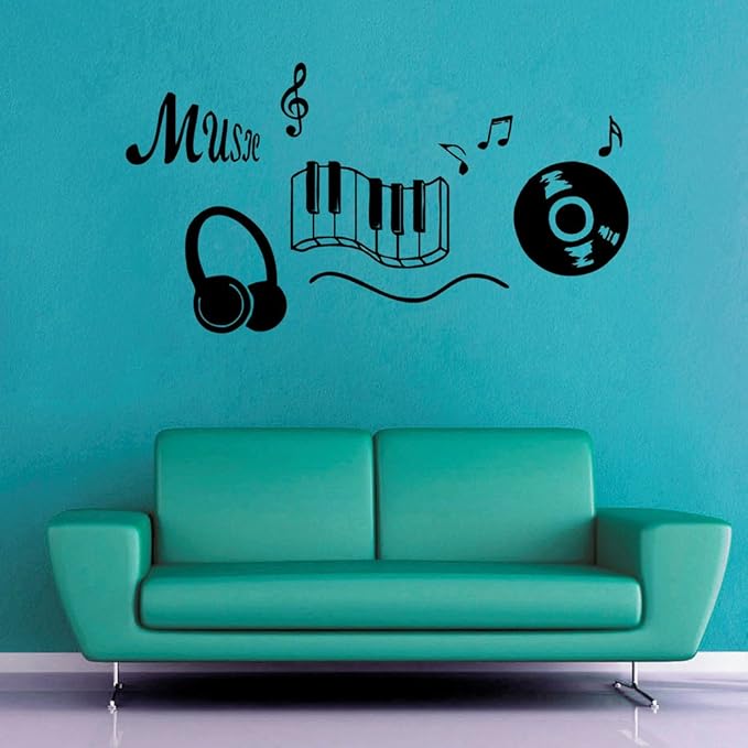 DecorVilla Love Music Wall Sticker & Decal (PVC Vinyl, Size 109 cm x