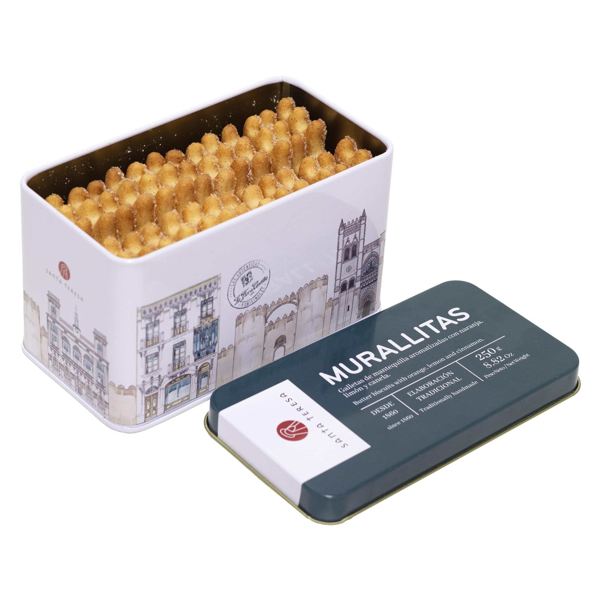Santa Teresa - Murallitas - Galletas De Mantequilla Tradicionales Con Suave Aroma A Naranja, Limón, Canela Y Vainilla - Elaboradas De Forma Artesanal Sin Conservantes Ni Aditivos. 250g