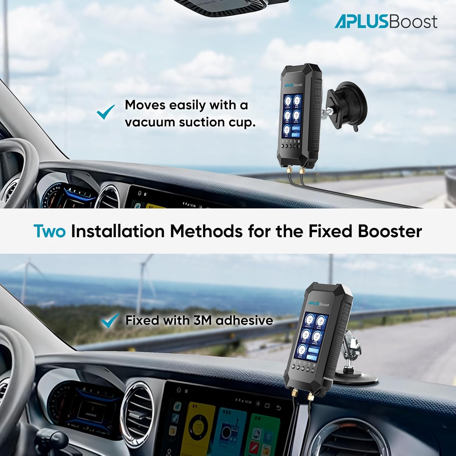 Cell Phone Signal Booster for SUVs, Vans, Off-Road Vehicle, RV, Truck Cell Phone Booster with HD Smart Display, Boosts 5G & 4G LTE for All U.S. Carriers - Verizon, AT&T, T-Mobile & More, FCC Approved