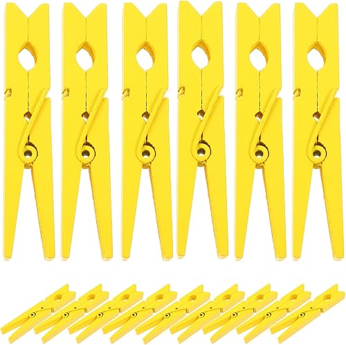 Miniatura 1 de Clavijas de ropa 30 unids pinzas de madera para ropa, pinzas de ropa de bambú amarillo pinzas de madera