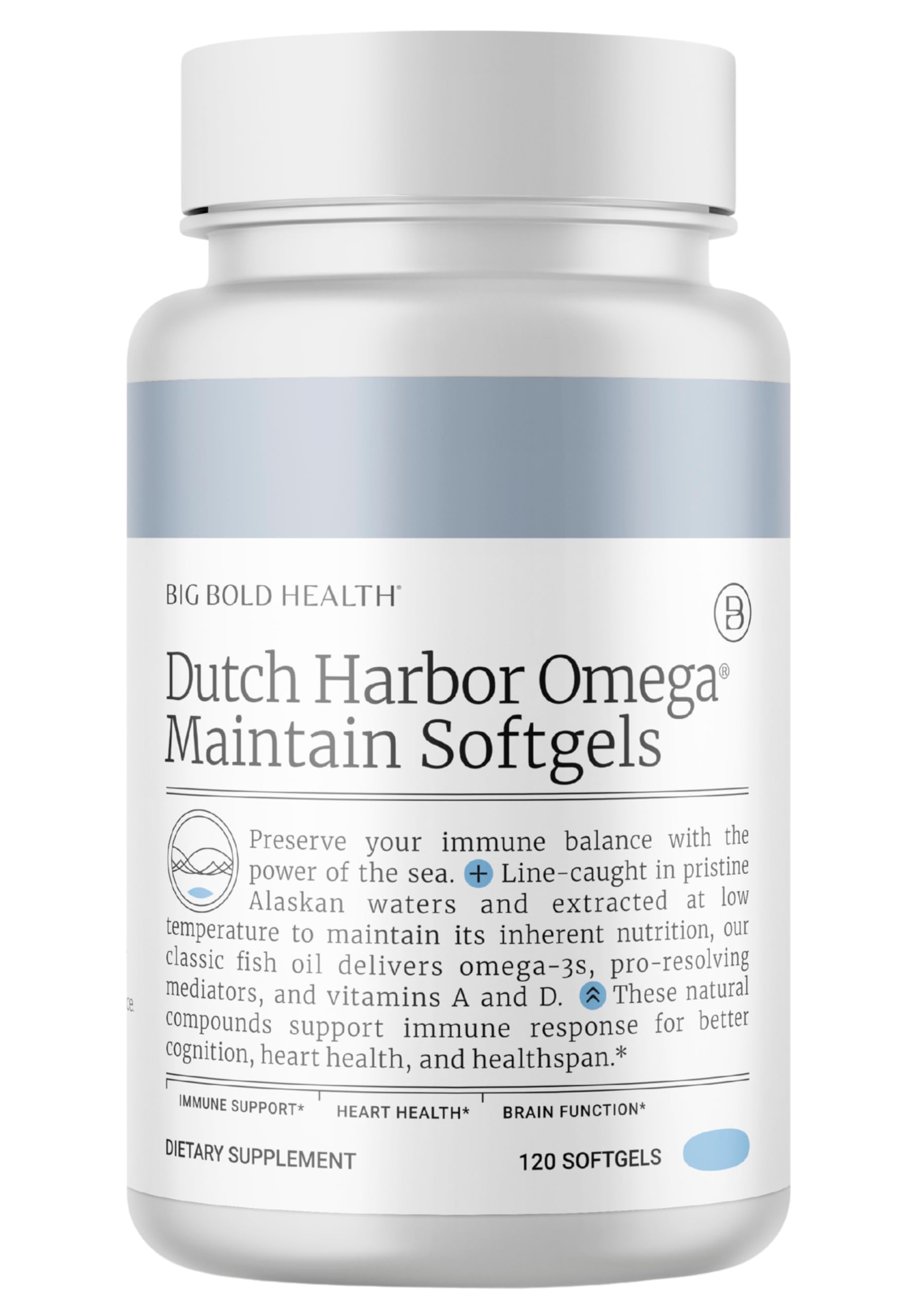 Sponsored Ad - Dutch Harbor Omega Maintain Softgels - Premium Alaskan Cod Liver Oil (120 Count) - Sustainably Sourced Omega-3 Supplement with EPA, DHA, DPA - Natural Vitamins A & D - MSC Certified