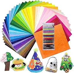 40 folhas de tecido de feltro macio, 40 cores DIY artesanato quadrado costura não tecido 1 mm de espessura, 10 x 10 cm