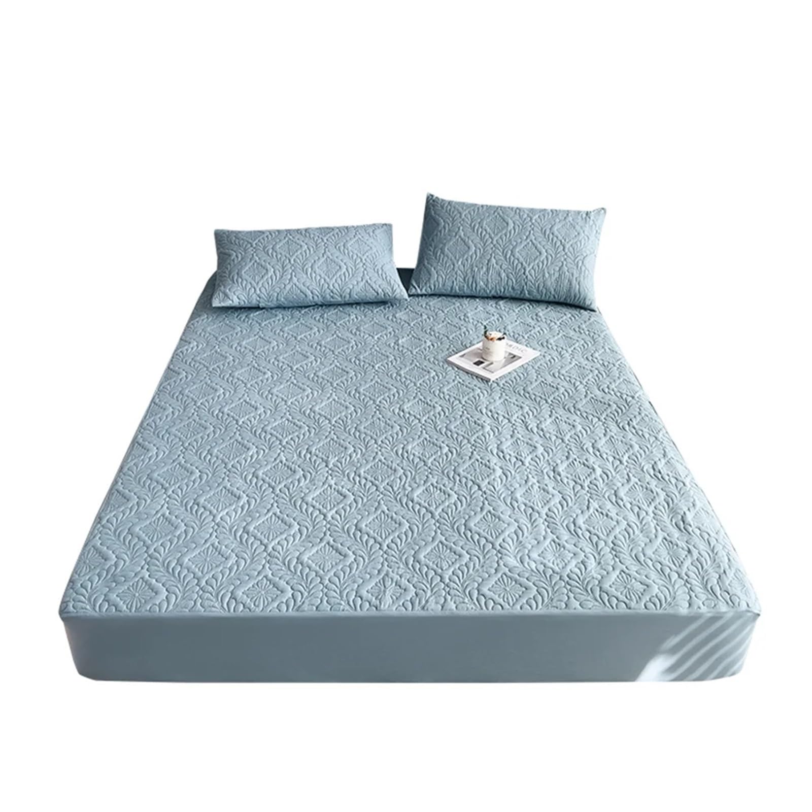 Waterproof Mattress Cover Quilted Waterproof Mattress Cover Embossed Bedding Protector Fitted Bed Sheet No Pillowcase(Style 04,2xPillowcase 48x74cm)