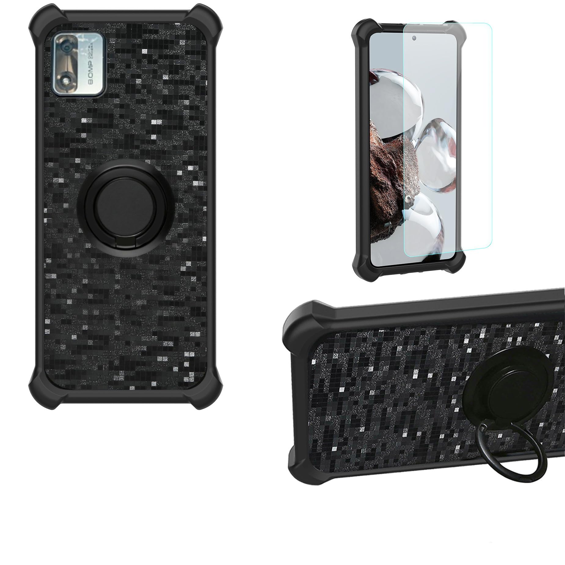 Case For GEMINI UW505 Case Compatible with GEMINI UW505 Phone Case Cover [with Tempered Glass Screen Protector][Hard PC + Soft Silicone][Ring Support] TZZH-HEI